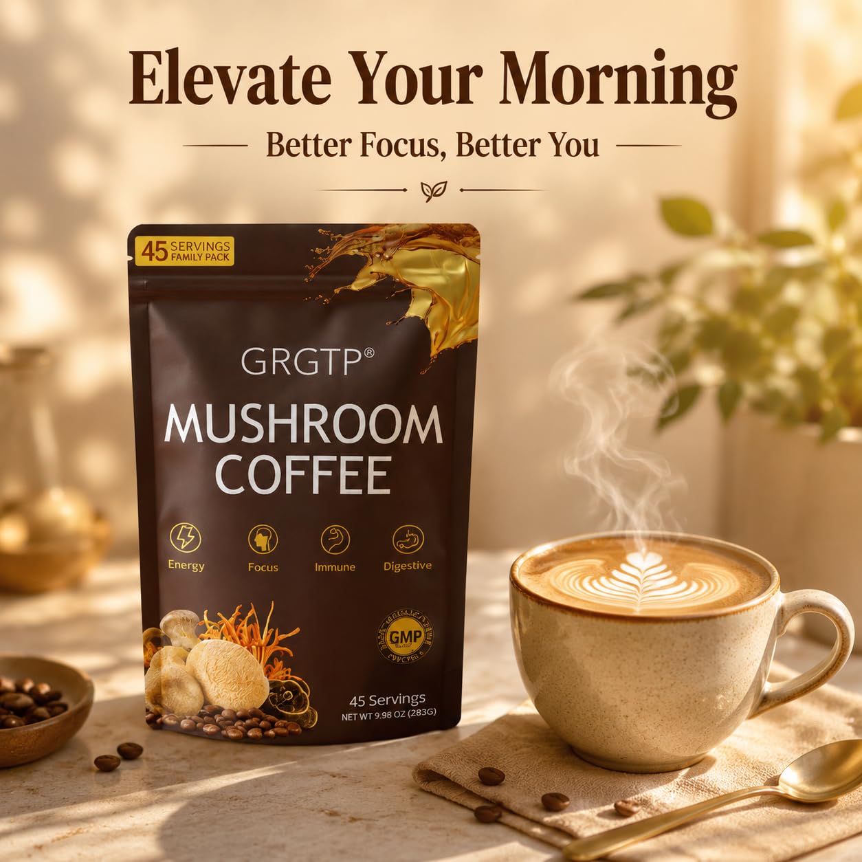 GRGTP Mushroom Coffee Powder, 9.88 oz