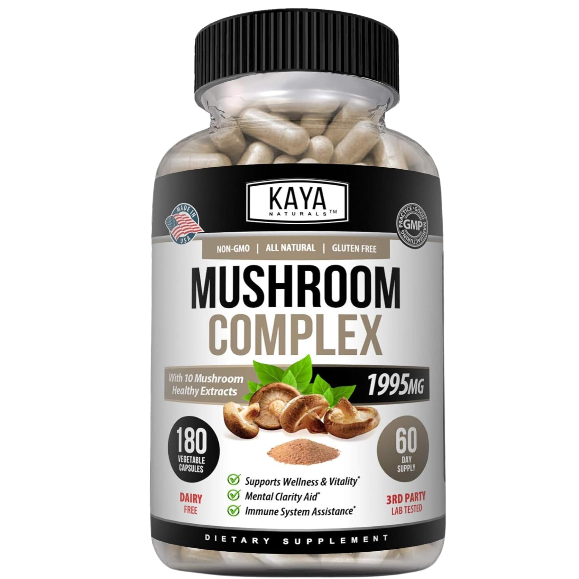 Kaya Naturals Mushroom Complex Capsules 180 Count