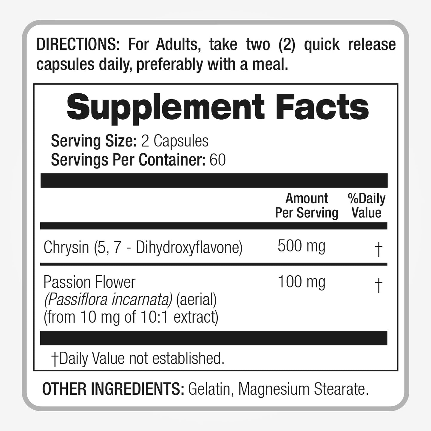 FITO MEDIC'S Lab Chrysin with Passion Flower Supplement Capsule, 1 Capsule