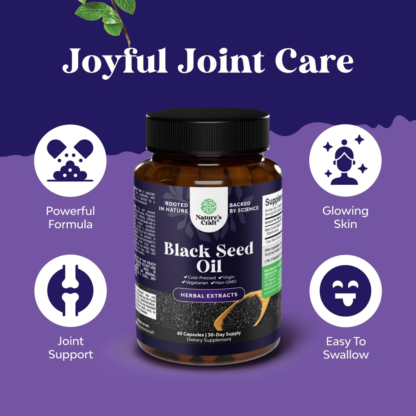 Natures Craft Vegan Black Seed Oil Capsules, 60 Count