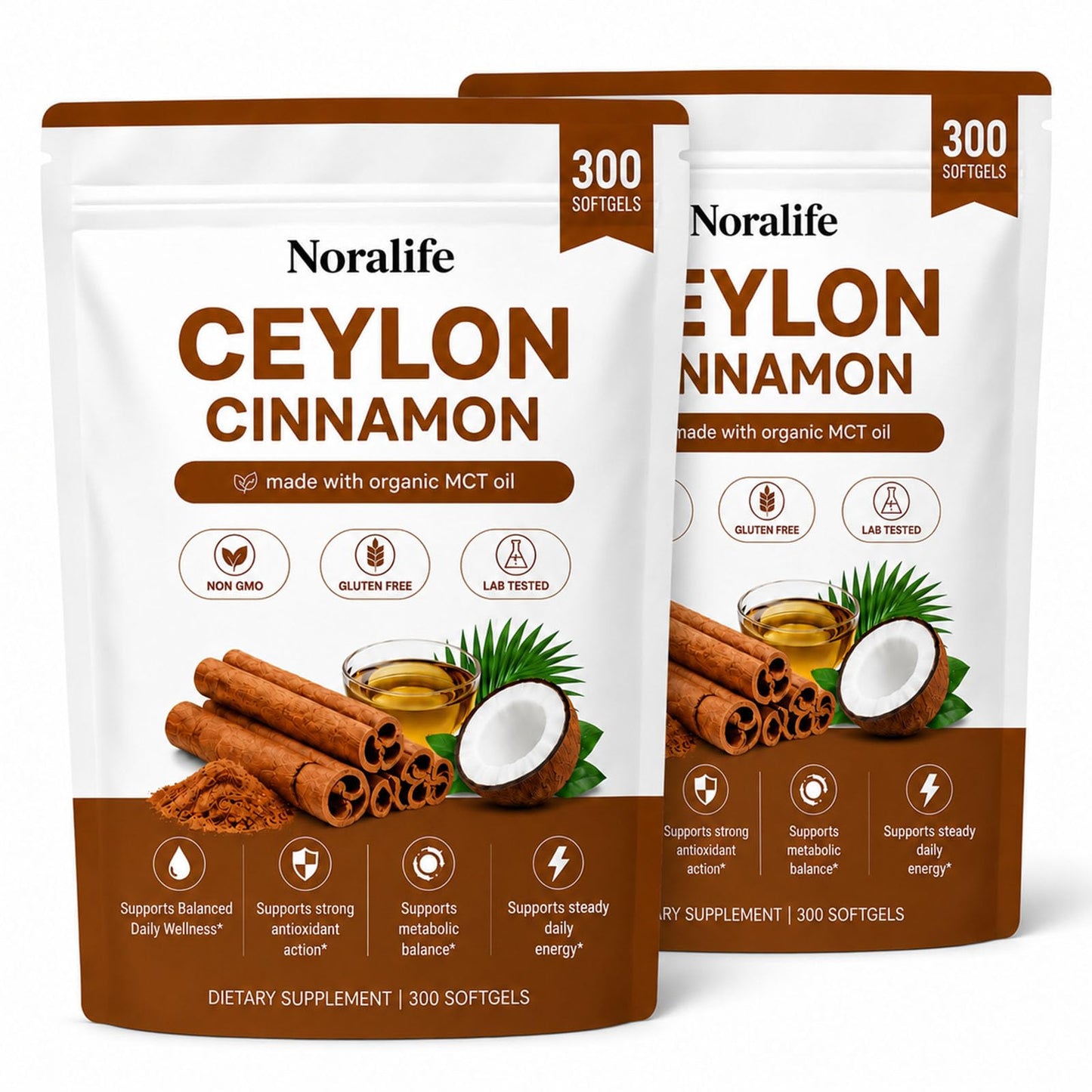 Yuki Growth Noralife Ceylon Cinnamon Premium Organic MCT Oil Capsule 300 Count