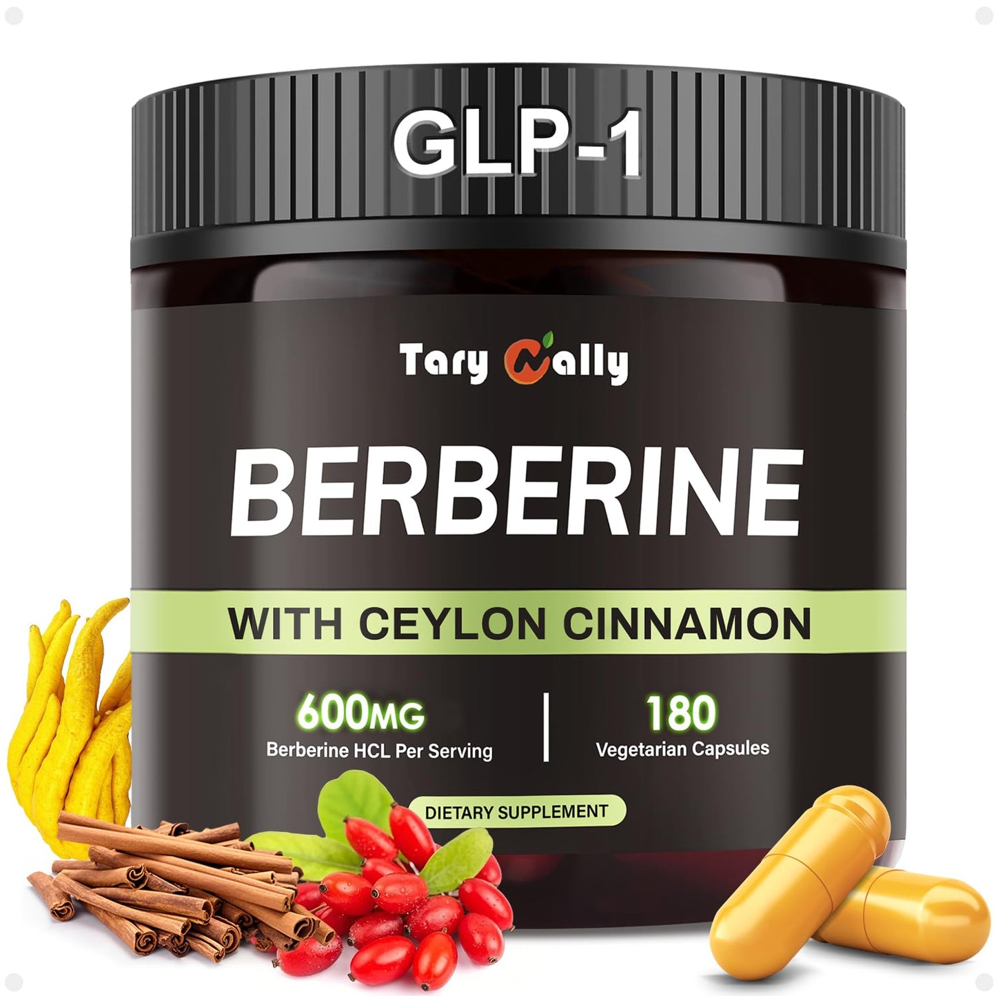 Tary Nally Berberine Supplement with Ceylon Cinnamon Capsules, 180 Count
