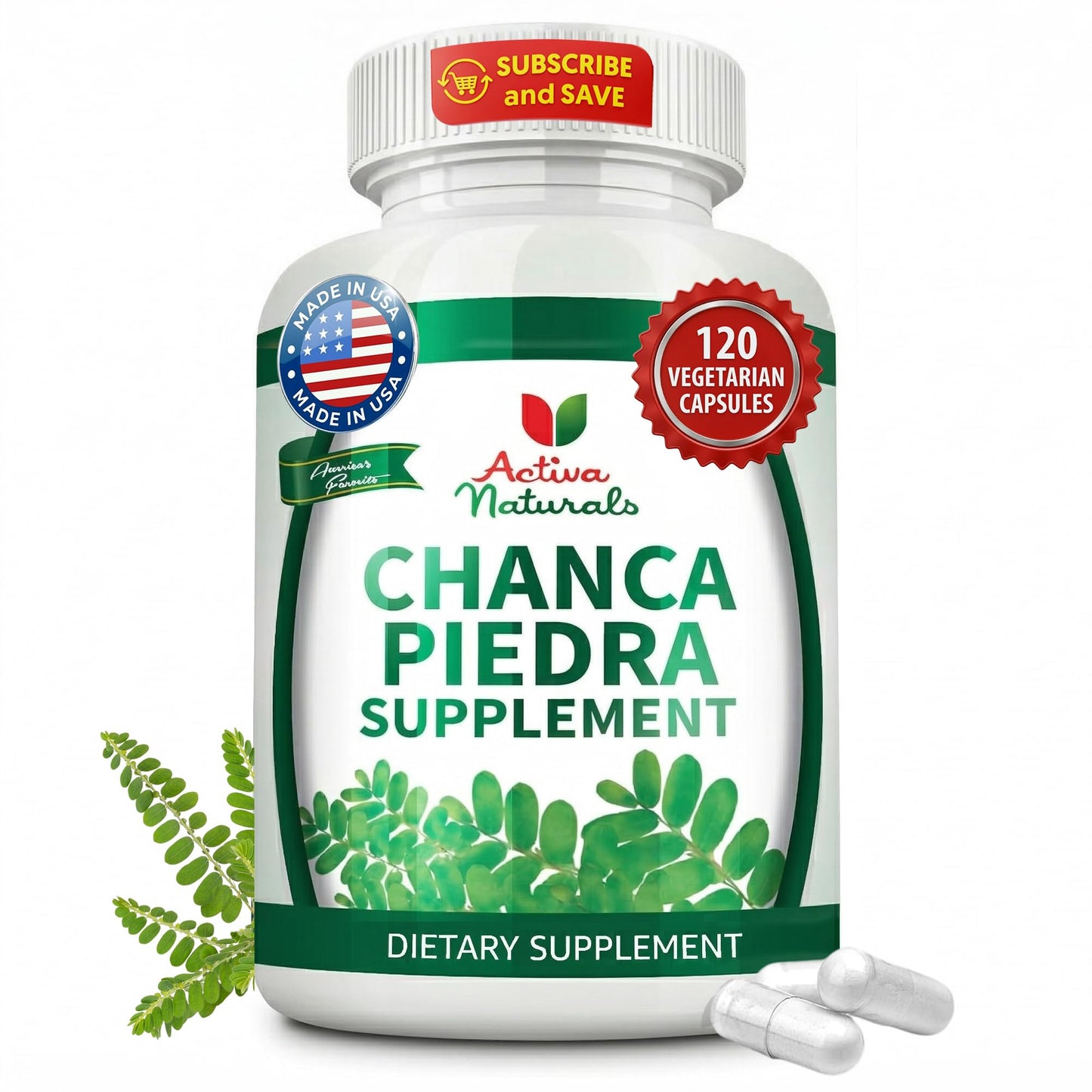 Activa Naturals Chanca Piedra 500mg Capsules, 120 Count