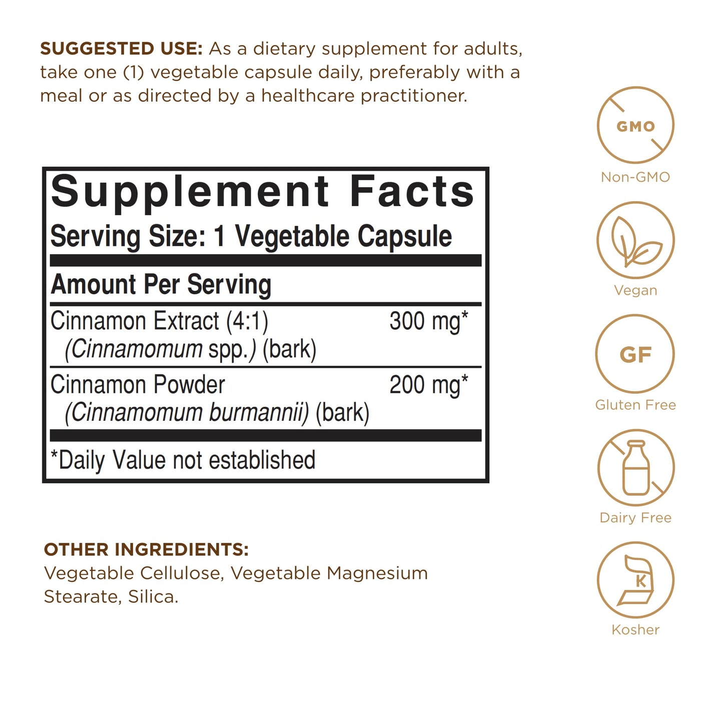 Solgar Cinnamon Vegetable Capsules 100 Count