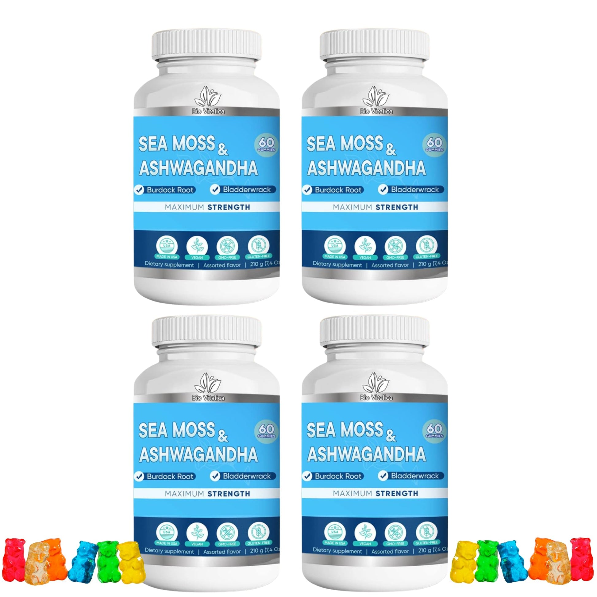 BIO VITALICA Sea Moss Ashwagandha Gummies Chewables 240 Count