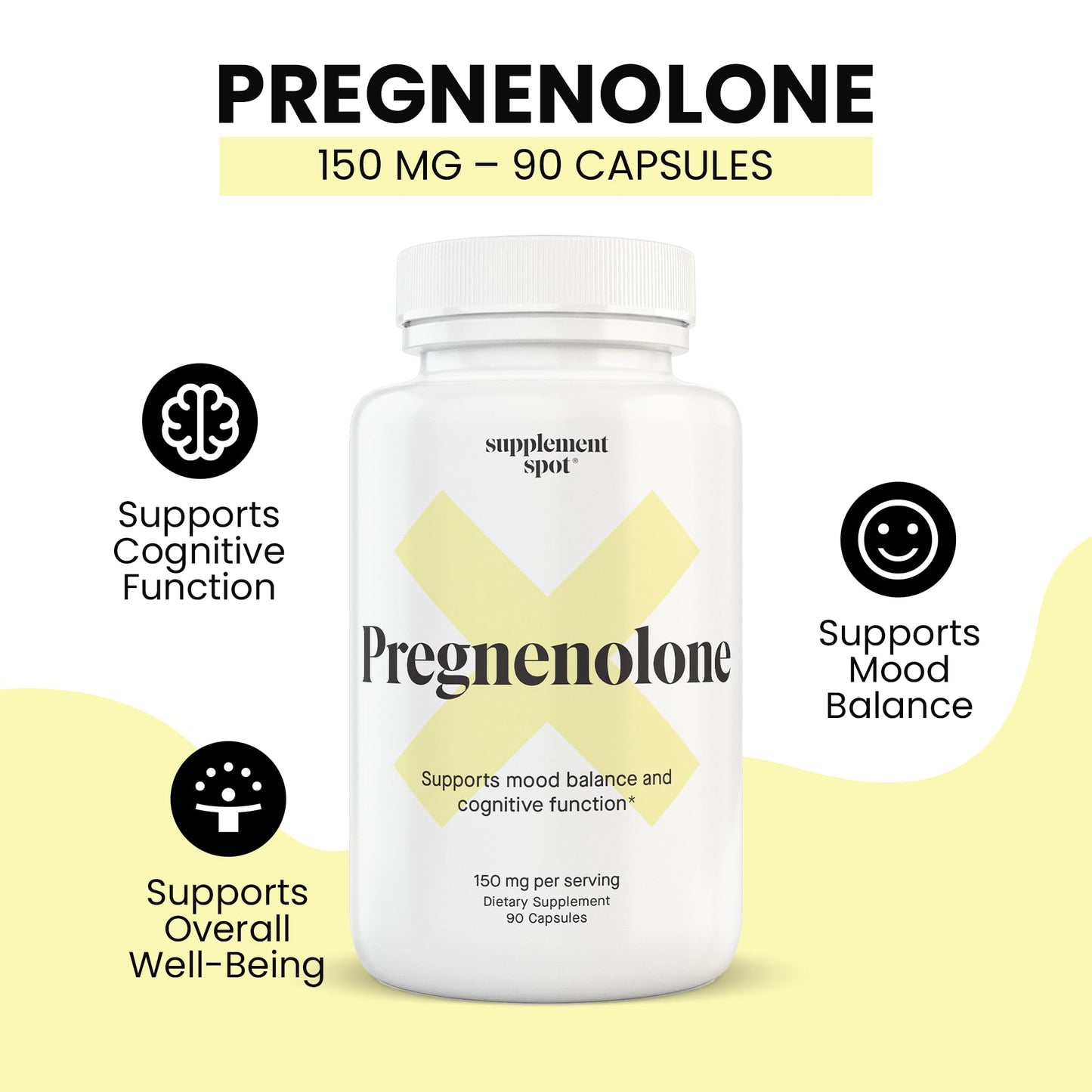 Supplement Spot Pregnenolone 150 mg Energy Supplement Capsule 90