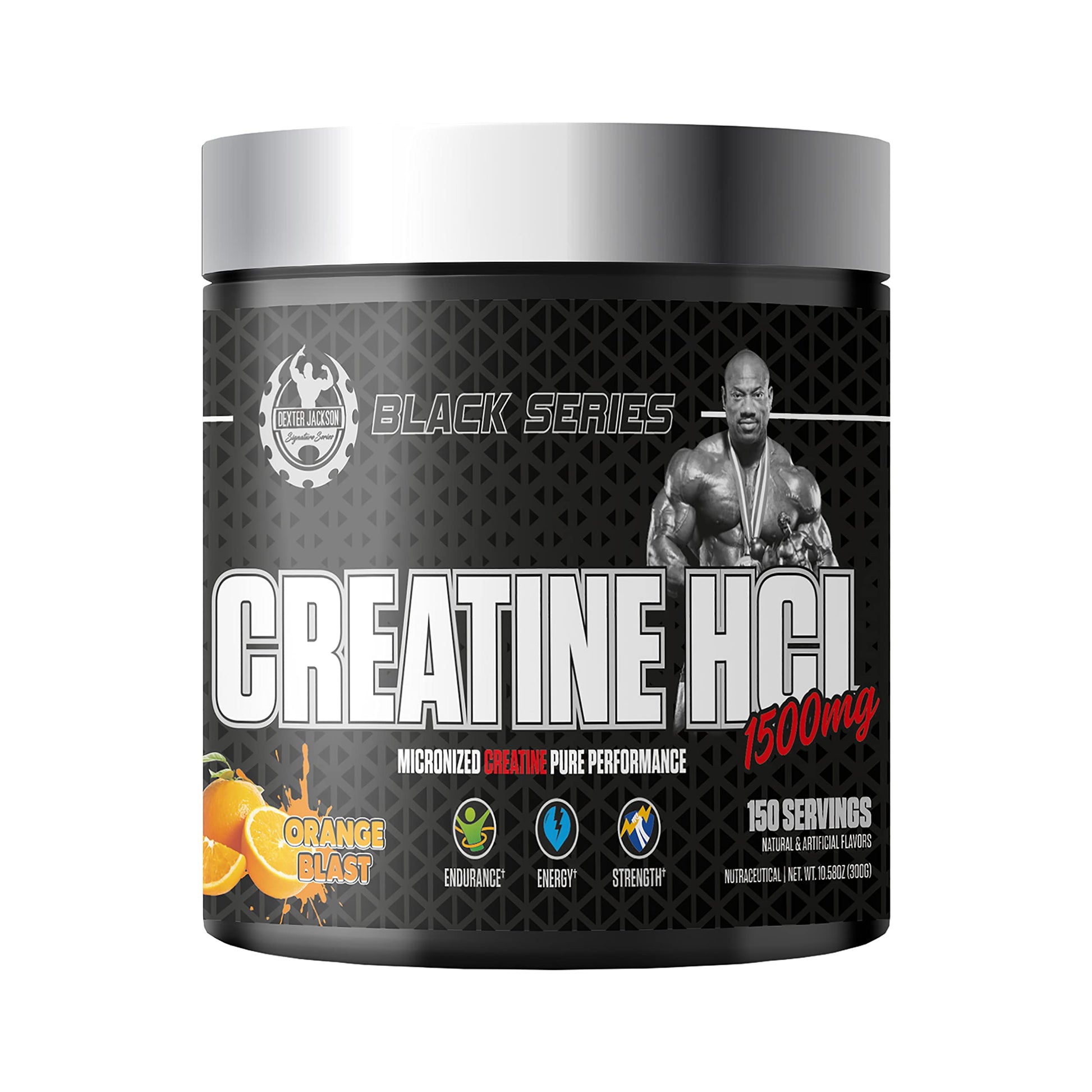DEXTER JACKSON Black Series Creatine HCl 1500mg Powder, Orange Blast, 10.58 oz (300 g)
