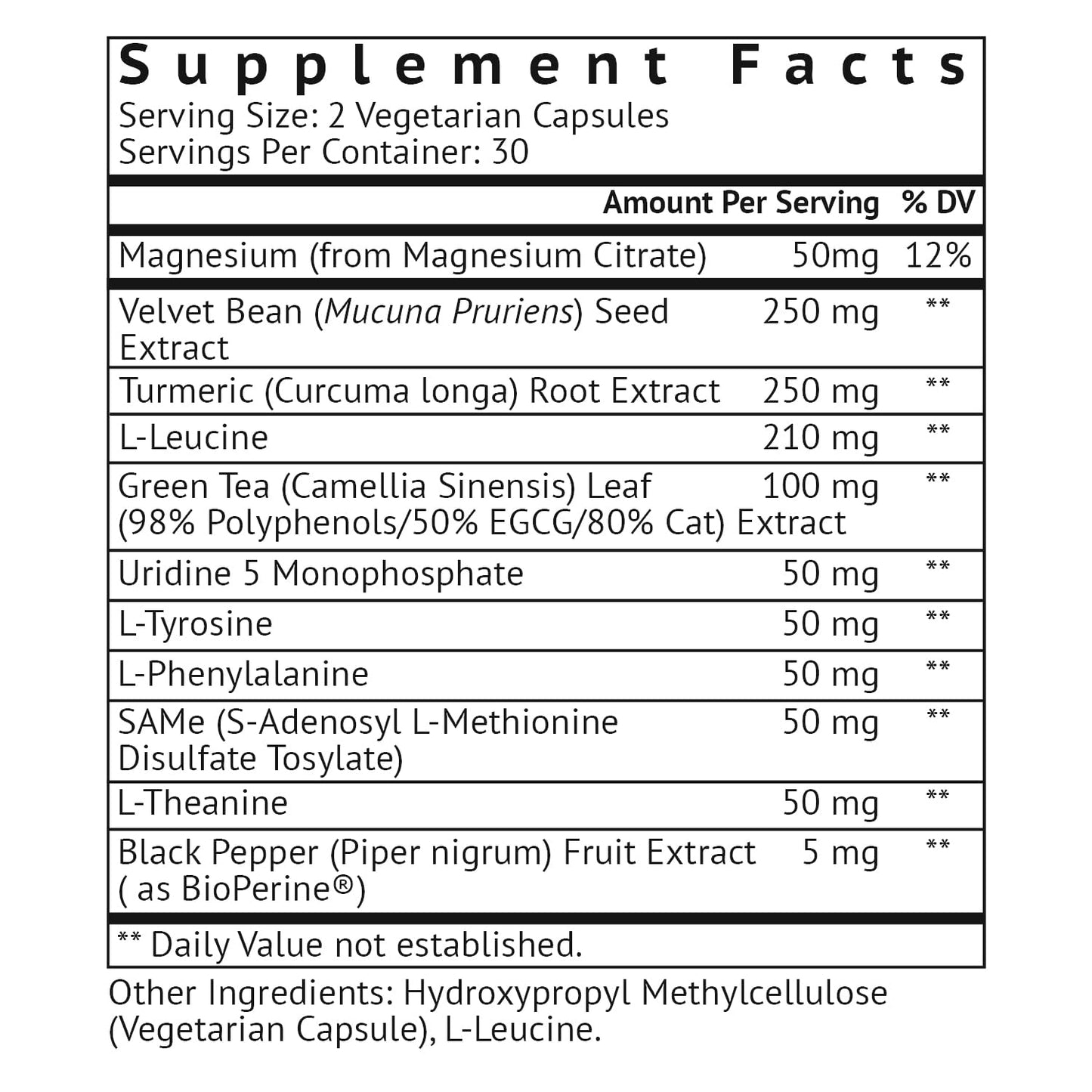 VitaMonk Dopamine Supplements - Dopamine Brain Food with Mucuna Pruriens Capsule 60 Count
