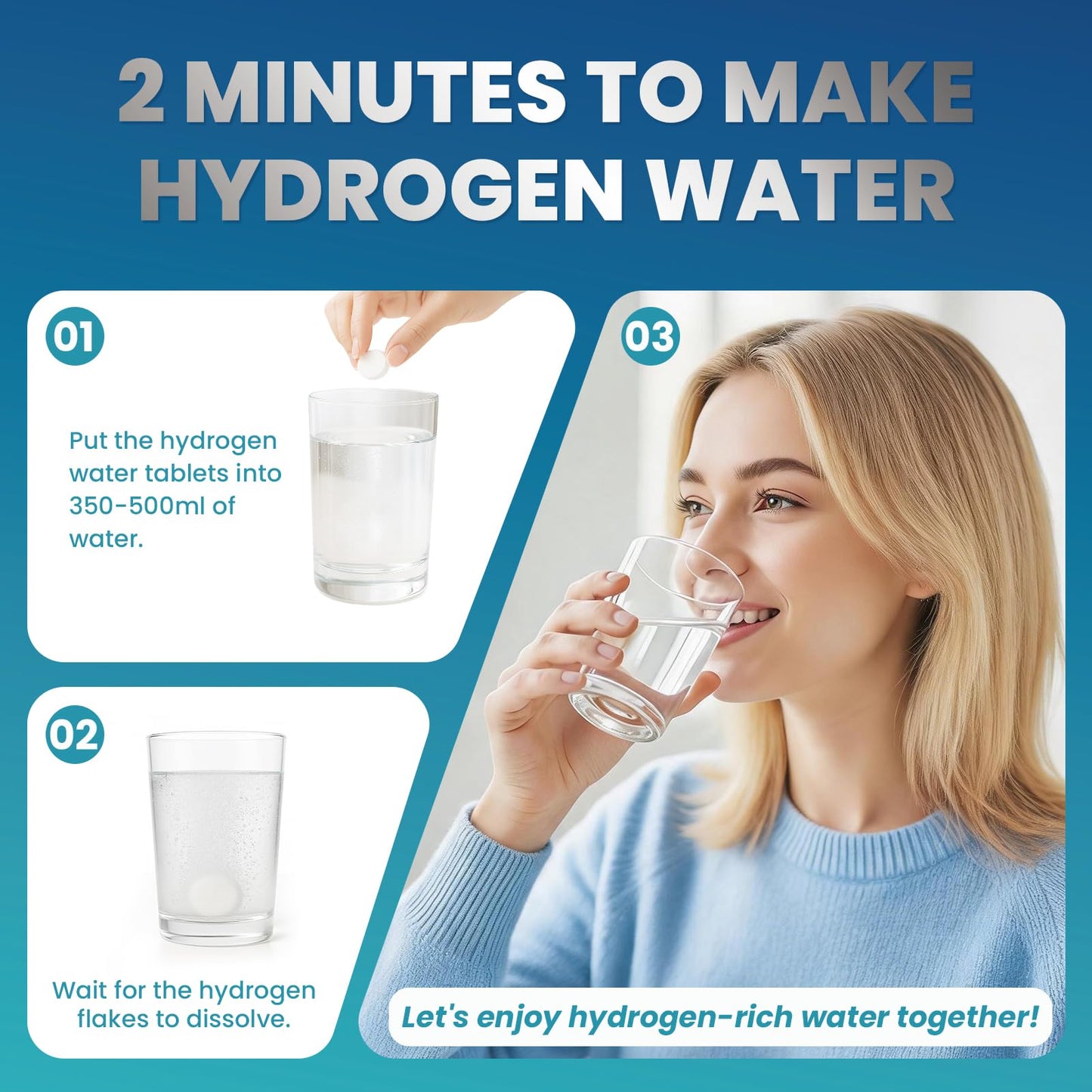 SHANDR Hydrogen Water Tablets with Magnesium H2 Molecular, 120 Tablets