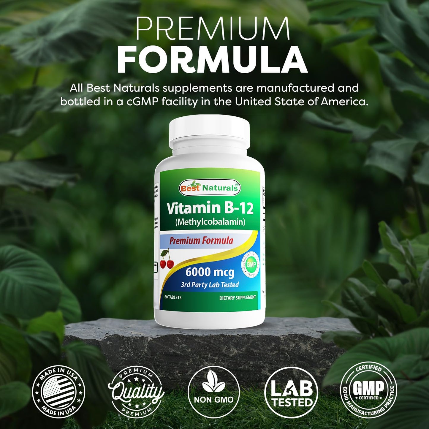 Best Naturals Vitamin B-12 as Methylcobalamin (Methyl B12), 6000 mcg Sublingual Tablets, 180 Tablets