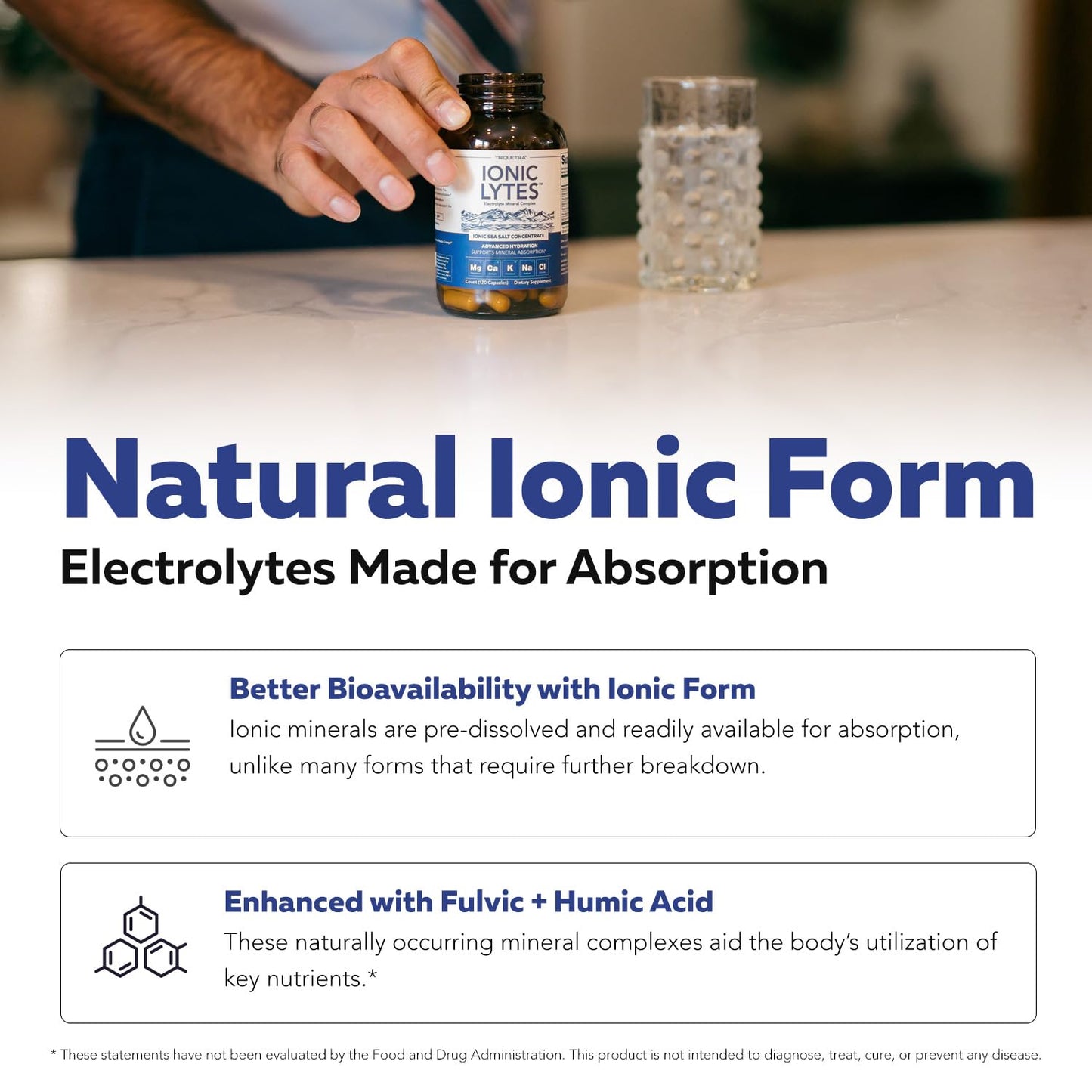 Triquetra Health Ionic Lytes™ Electrolyte Mineral Complex with Ionic Sea Salt, Fulvic & Humic Acid - Supports Hydration, Electrolyte & Mineral Balance & Muscle Function Capsules 60