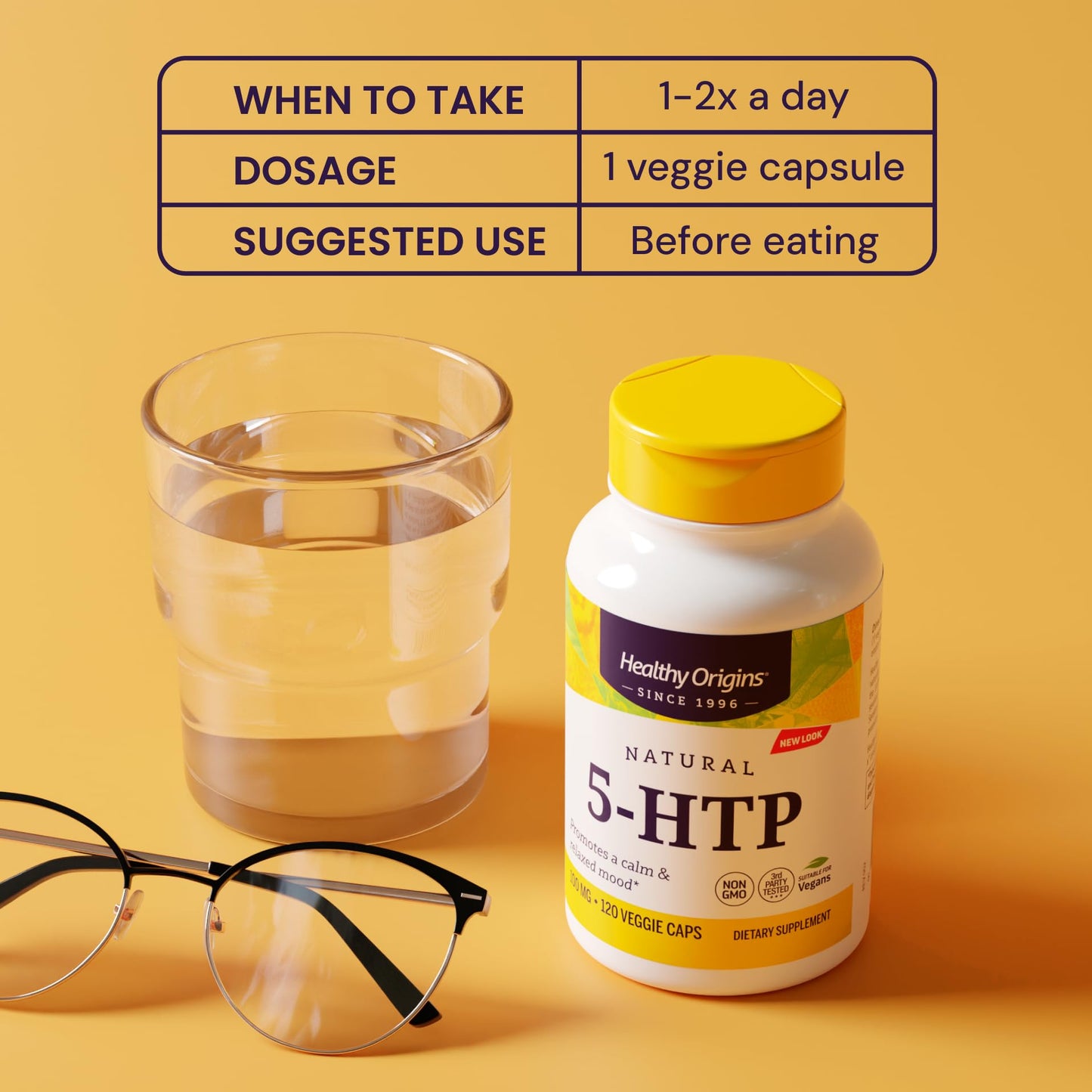Healthy Origins 5-HTP 100 mg Capsules, 120 Count