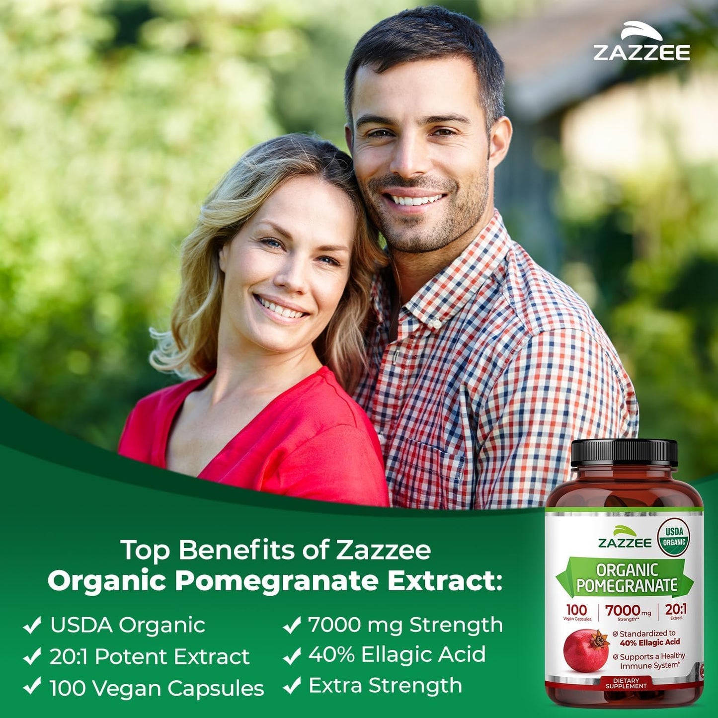 Zazzee USDA Organic Pomegranate and Bilberry Extract Capsules 220-count