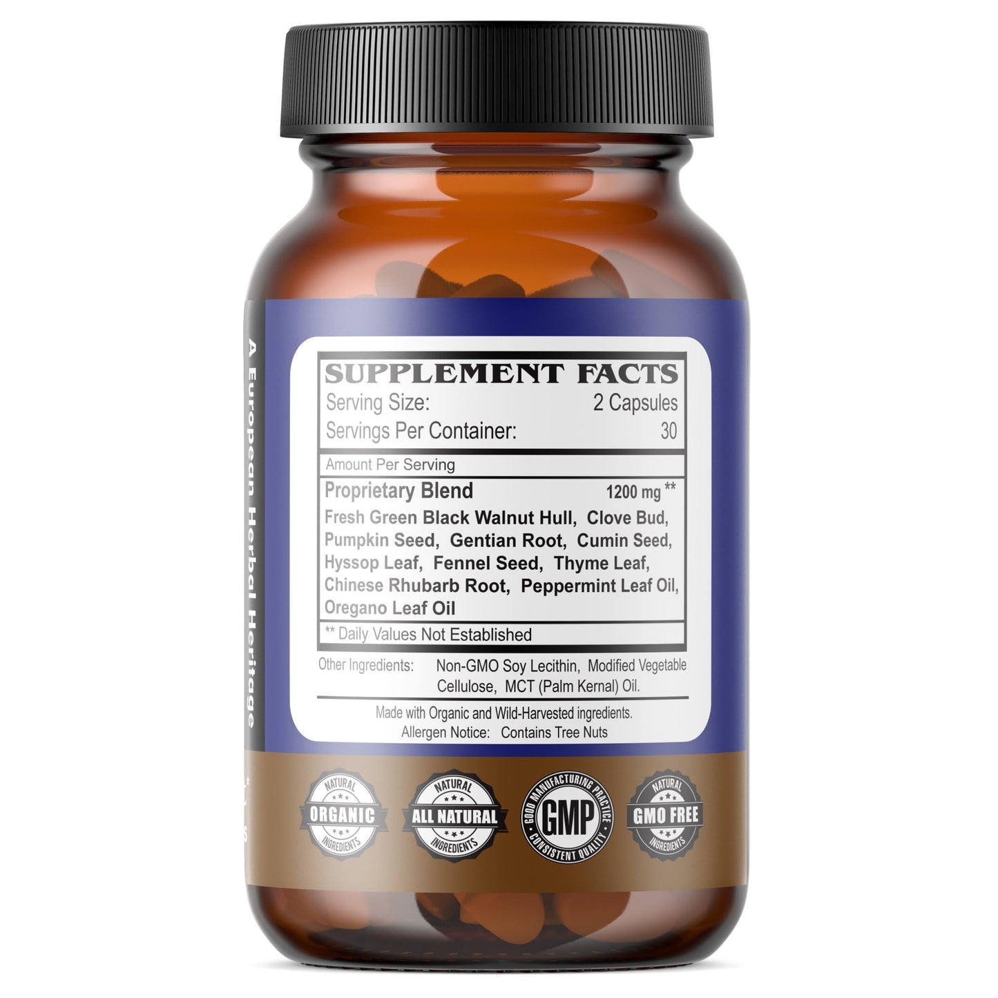 The Life Tree Purify Certified Organic Advanced Intestinal Support and Microbial Cleanse for Humans and Pets - Contains No Wormwood, 60 Veg Capsules