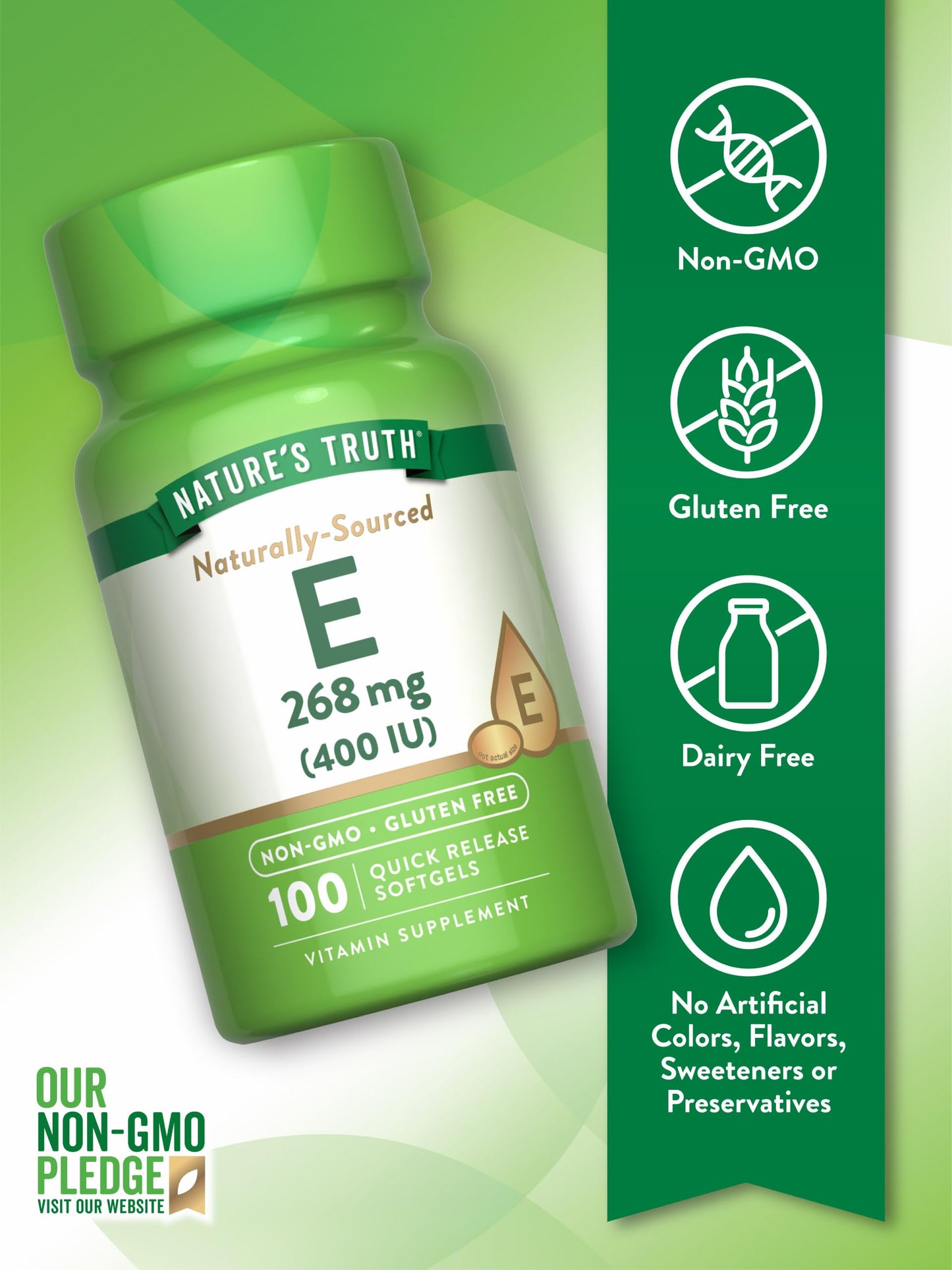 Nature's Truth Vitamin E 400 IU Softgels, 100 Count