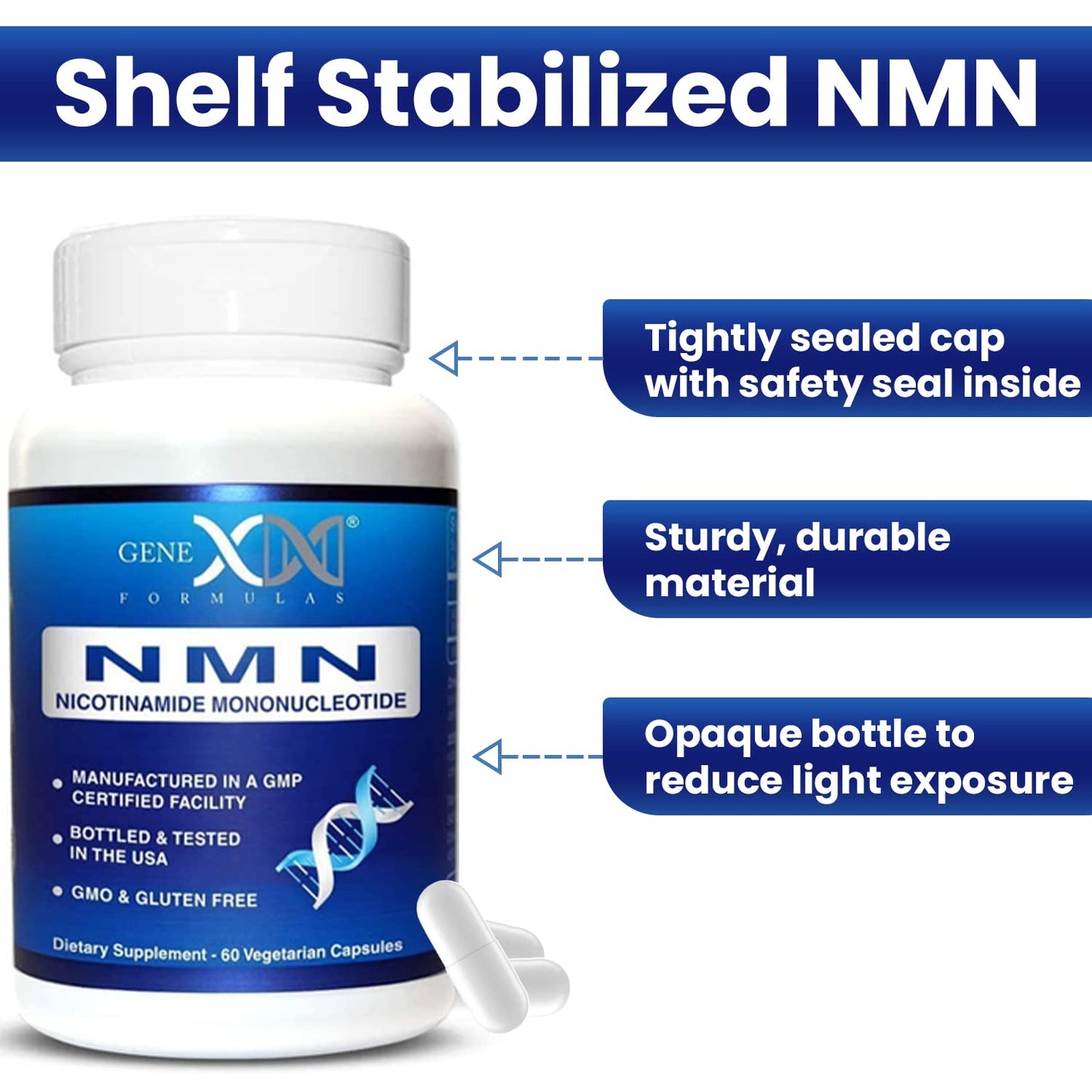 Genex Formulas NMN 250mg Capsules, 240 Count