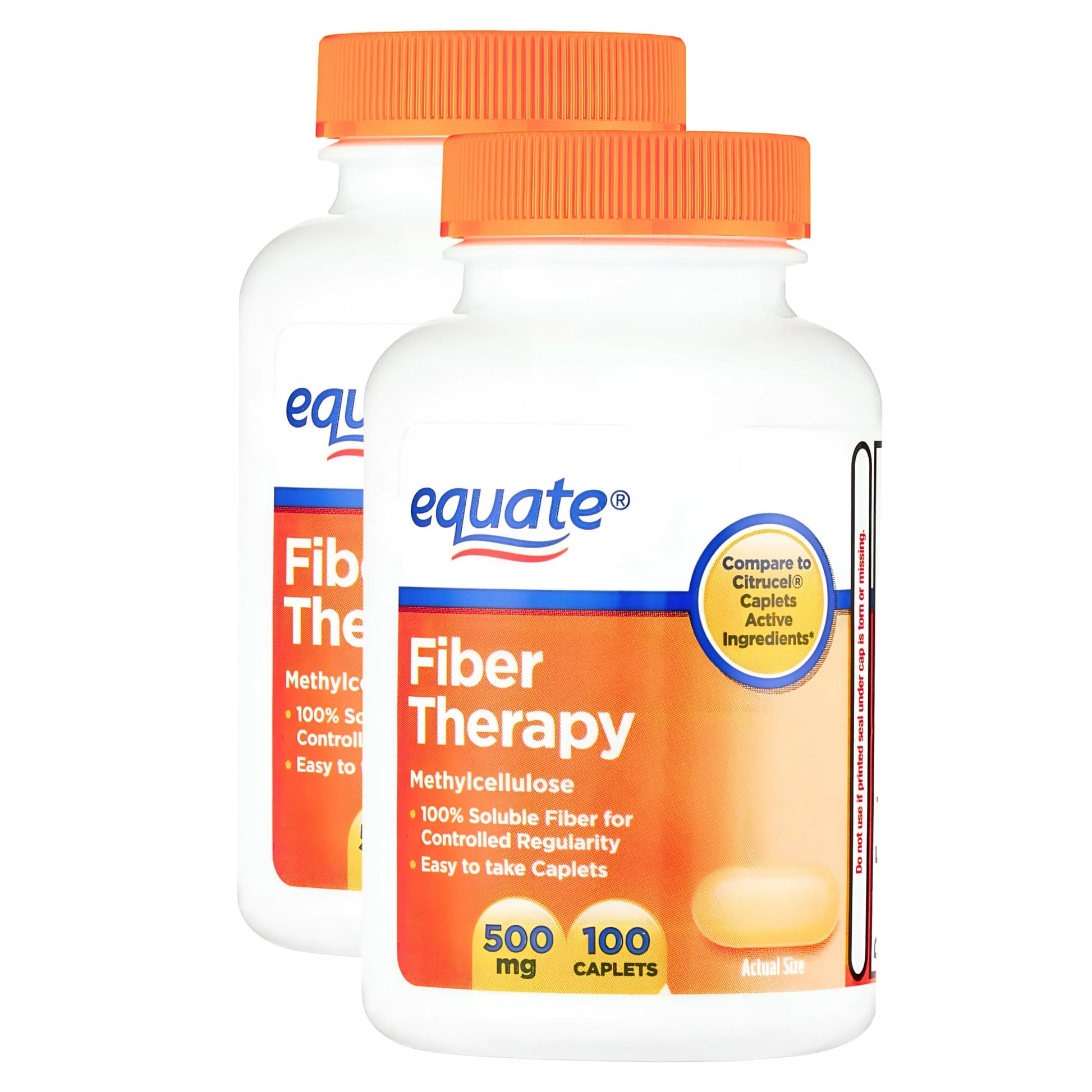 KP+ Equate Fiber Therapy Caplets with Methylcellulose 500 mg, 100 Caplets
