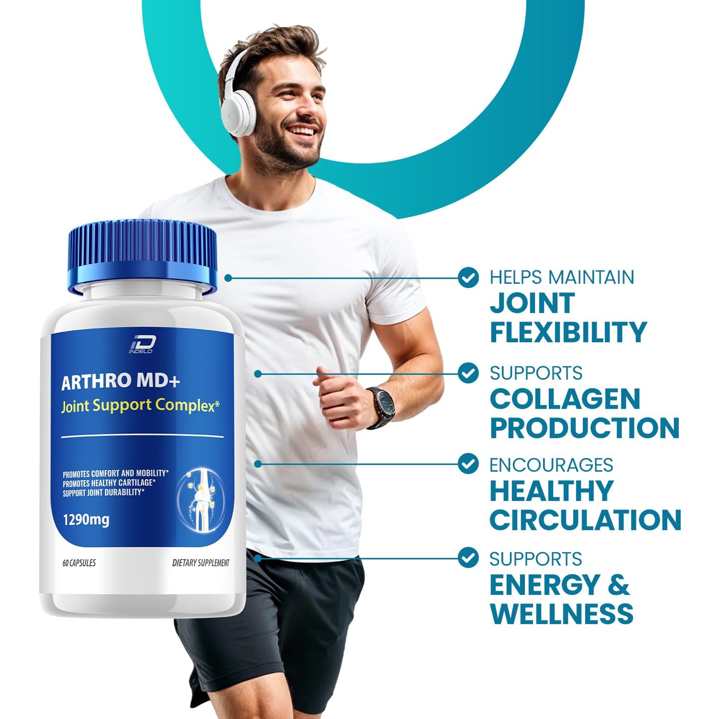 Indelo Arthro MD+ ArthroMD Plus Supplement Advanced Formula Joint Support Capsule 60 Capsules