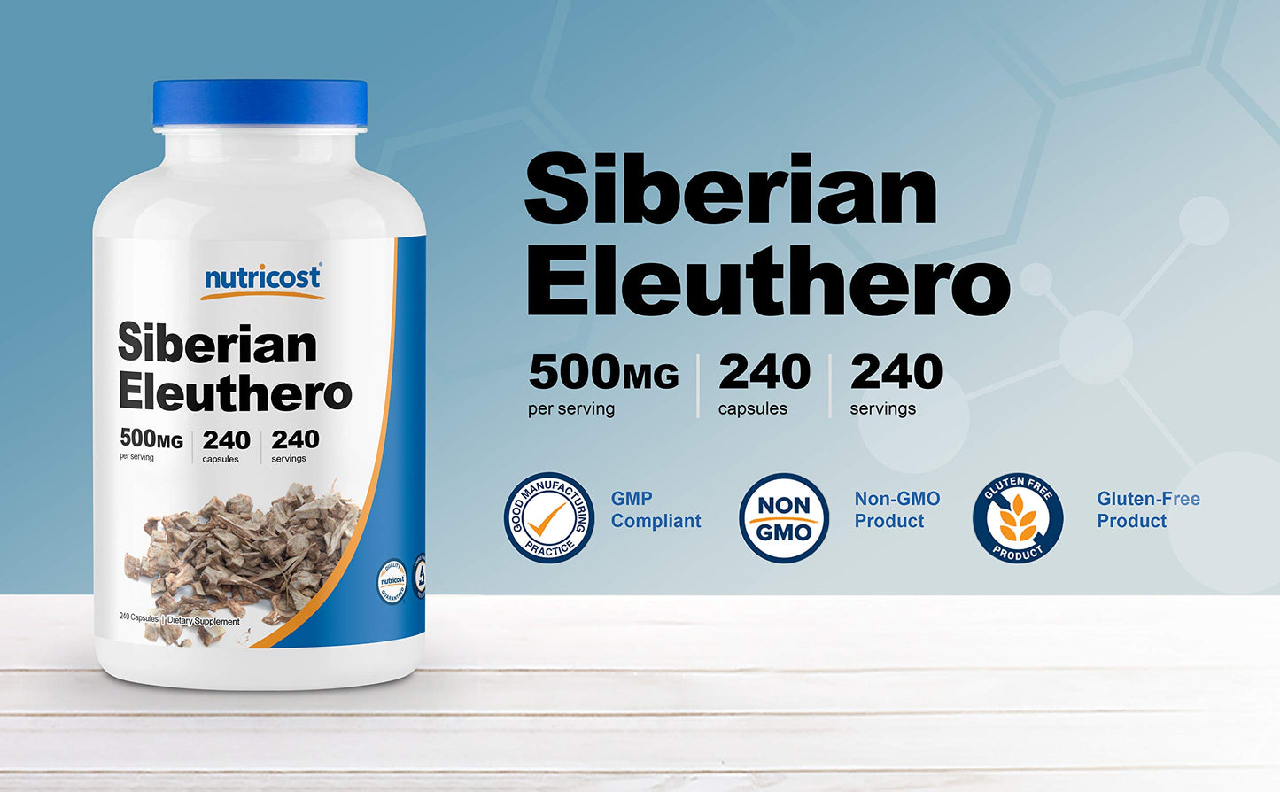 Nutricost Siberian Eleuthero 500mg Capsules, 3 Bottles