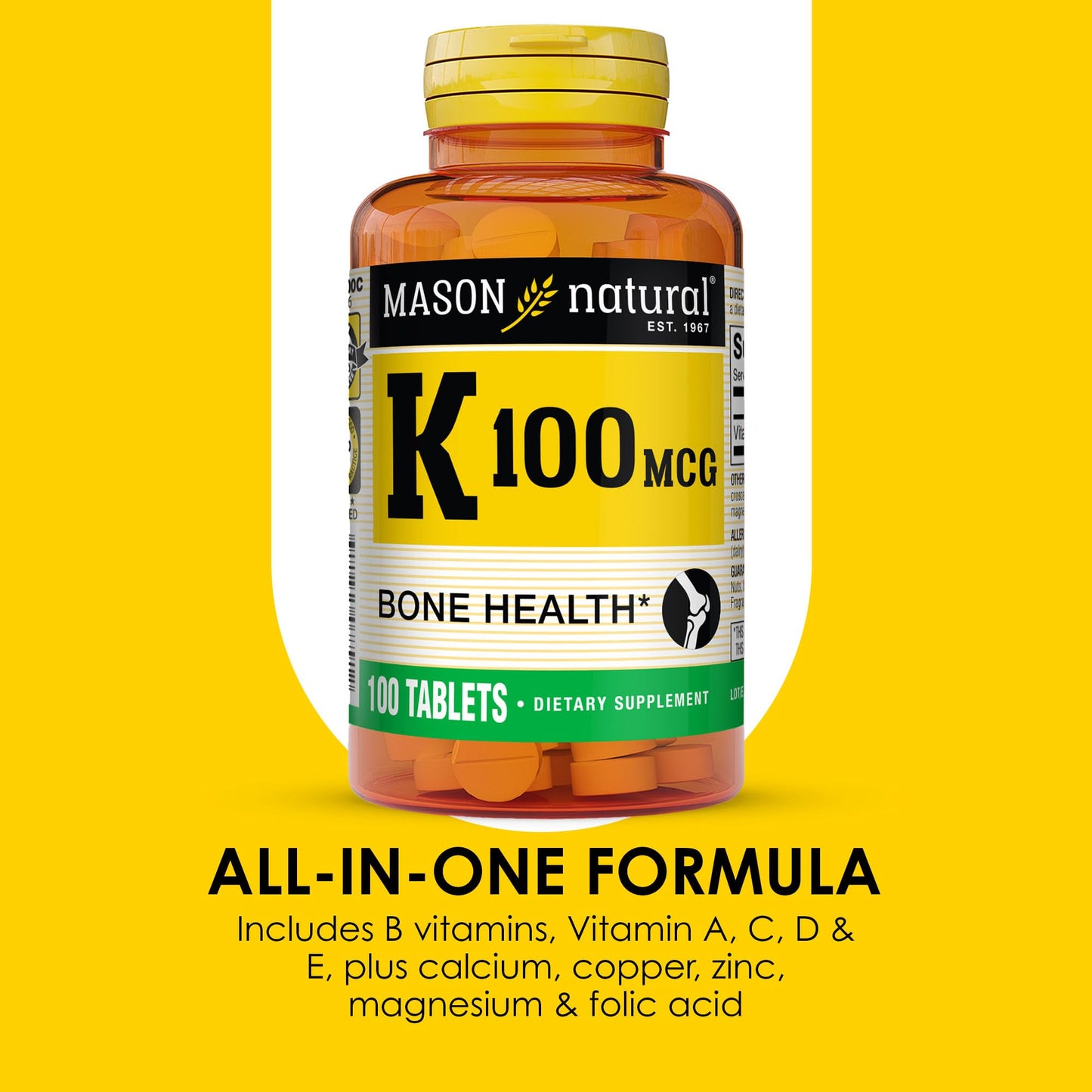Mason Natural Vitamin K 100mcg, 100 Tablets