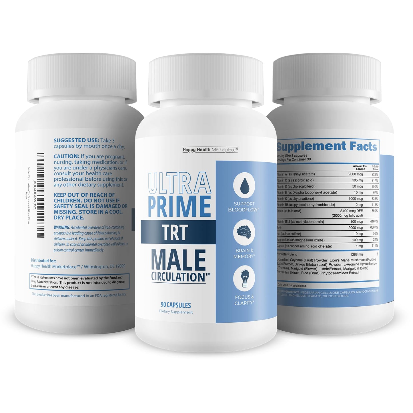 Happy Health Marketplace Ultra Prime TRT BloodFlow Booster Capsule 90 Count