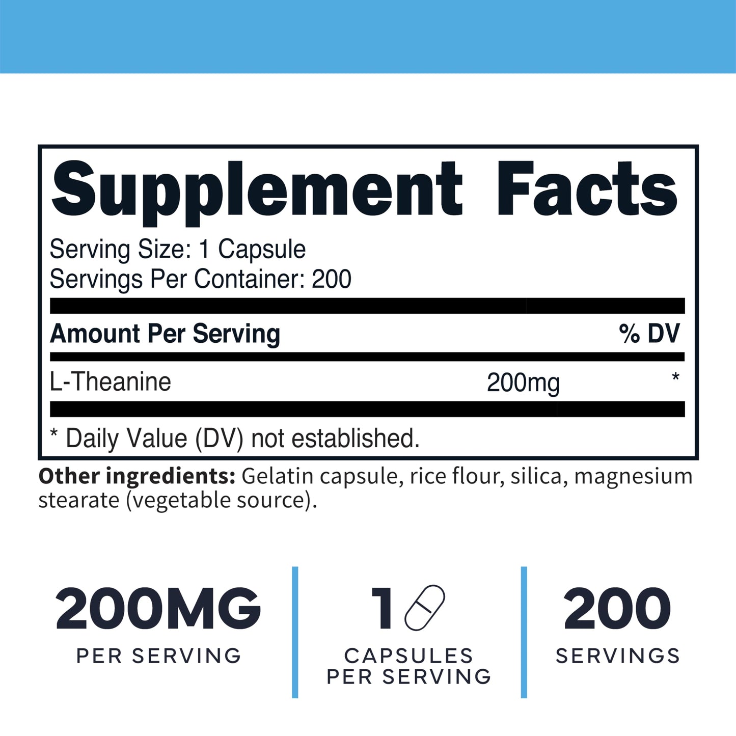 Type Zero L-Theanine (200mg) Capsule, 200 Count