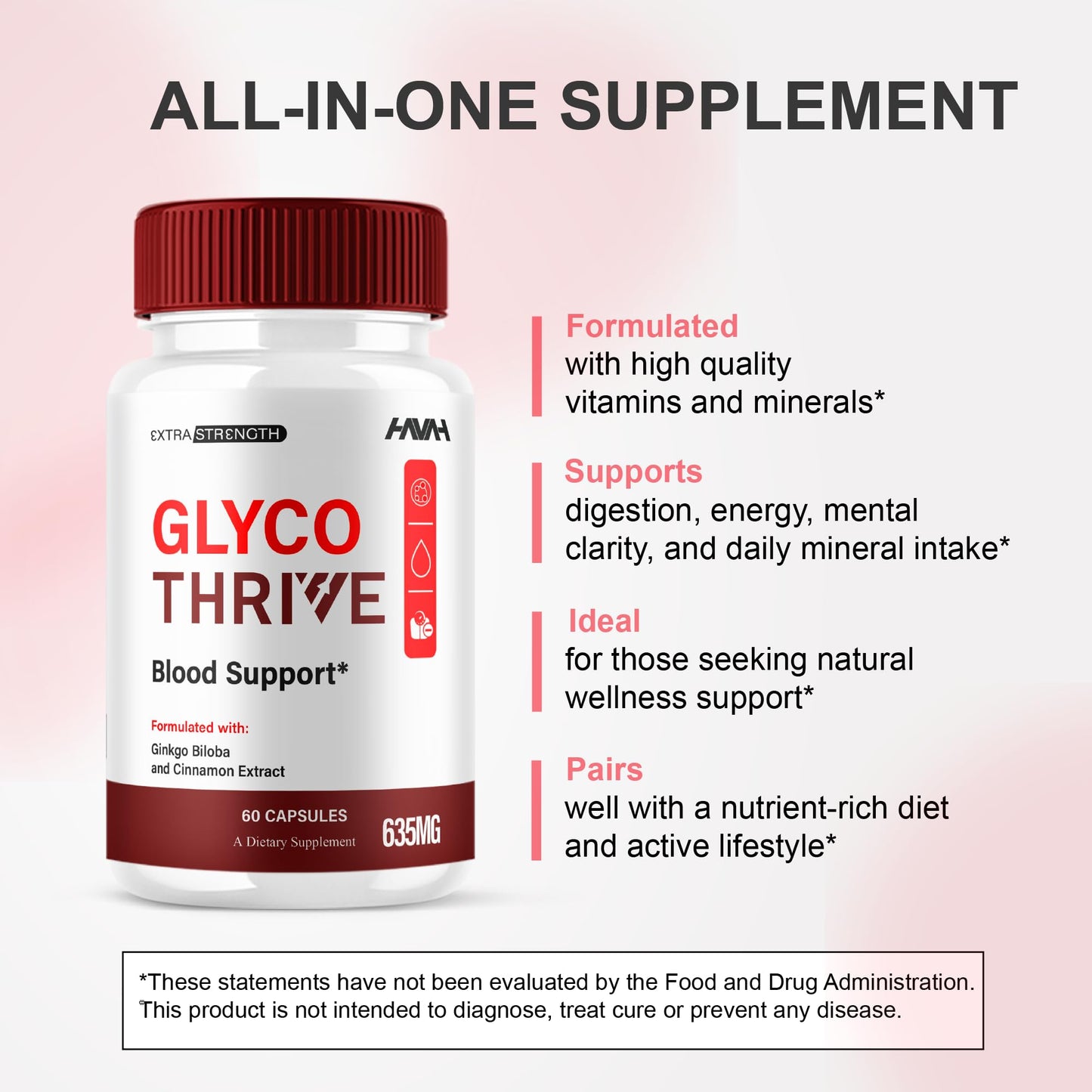 Havah Glyco Thrive Blood Support Capsules, 60 Count