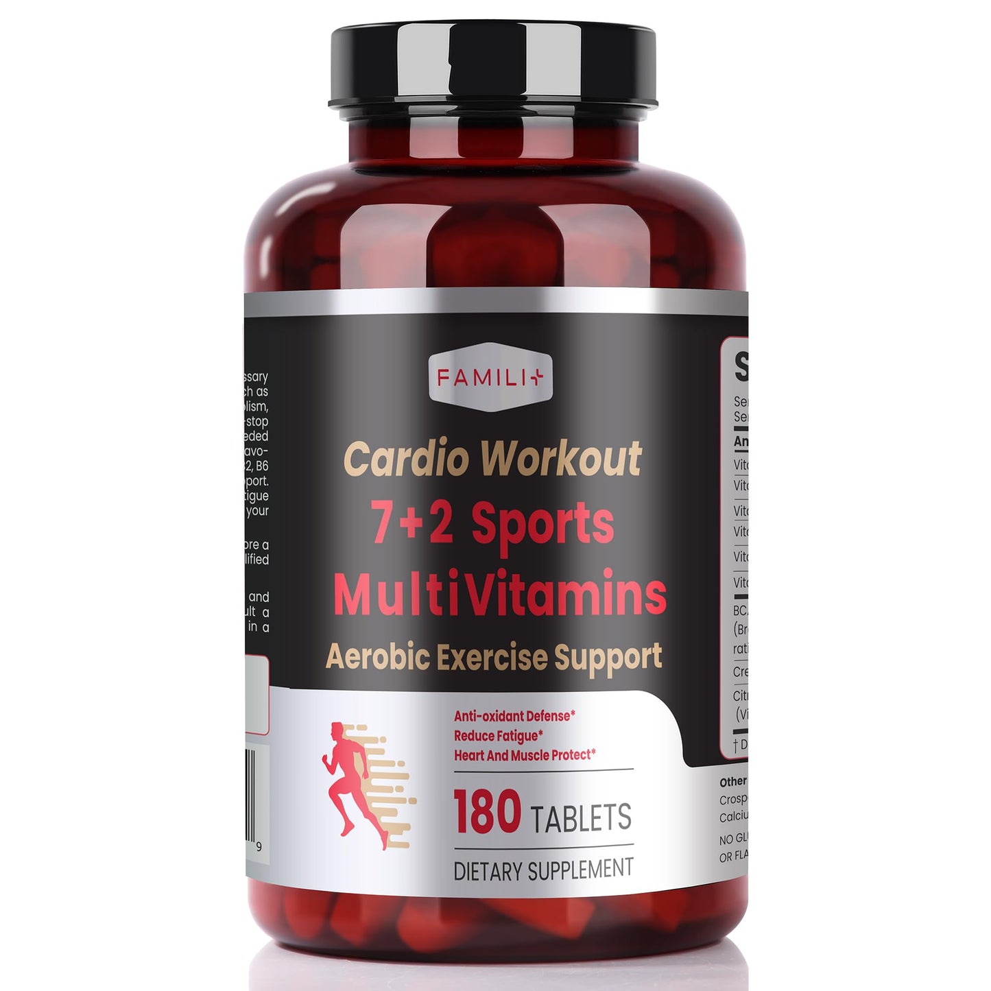 FAMILI+ Multivitamin w/Creatine & BCAA for Cardio Workout & Aerobic Sports 180 Capsules
