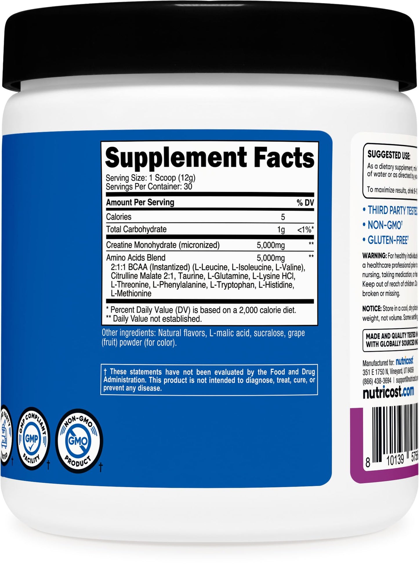 Nutricost Creatine + Aminos Powder 13.3 Ounce
