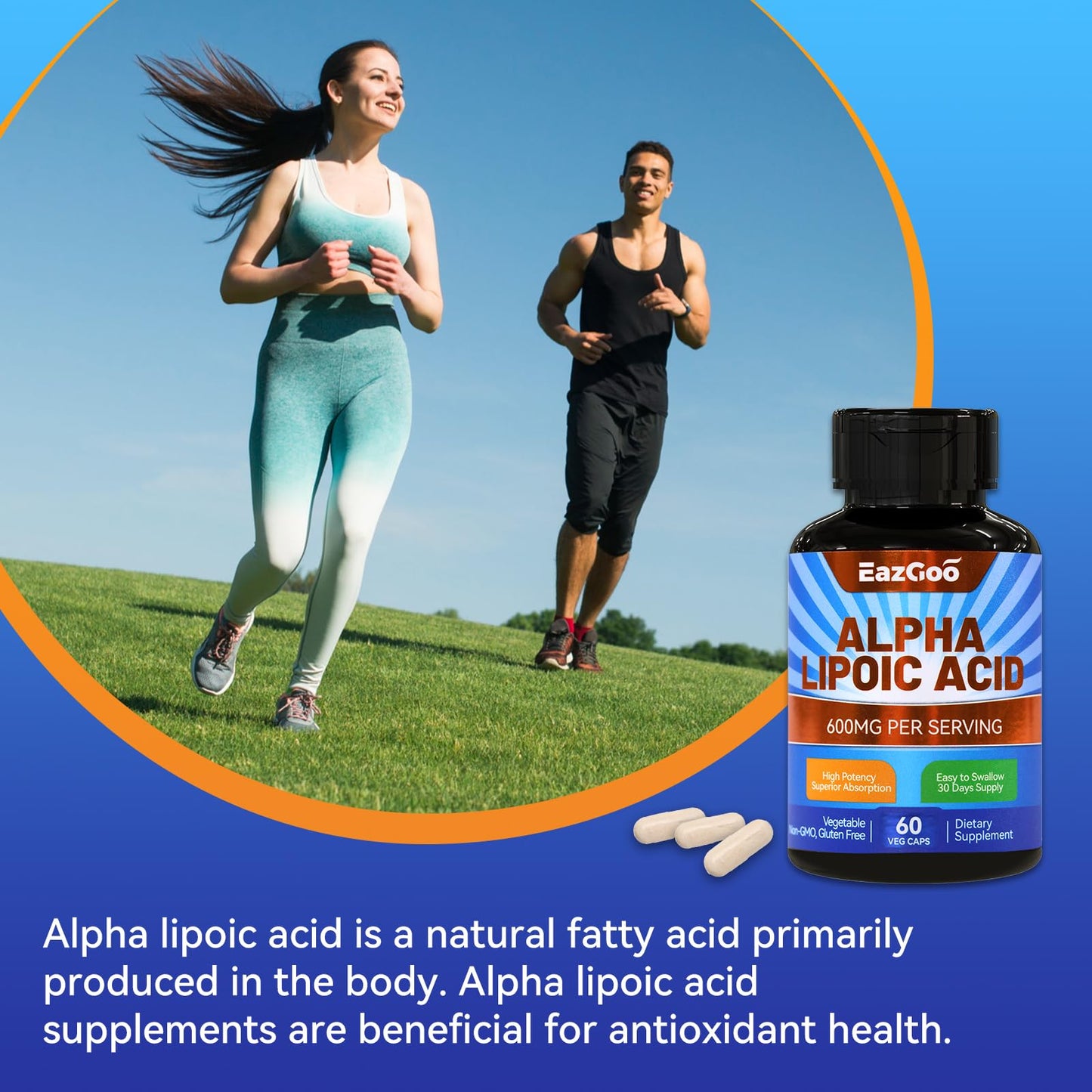 EAZGOO Alpha Lipoic Acid Capsule, 600mg Per Serving, 120 Capsules