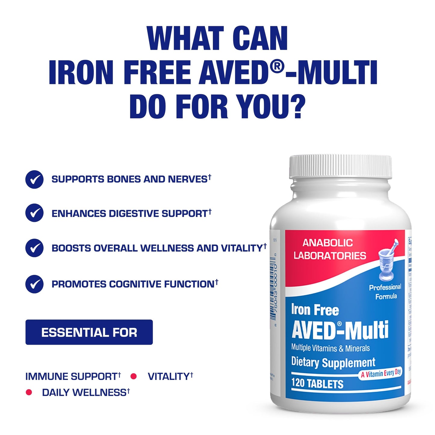 Anabolic Laboratories Iron Free Daily Multivitamin for Men and Women, 120 Tablets