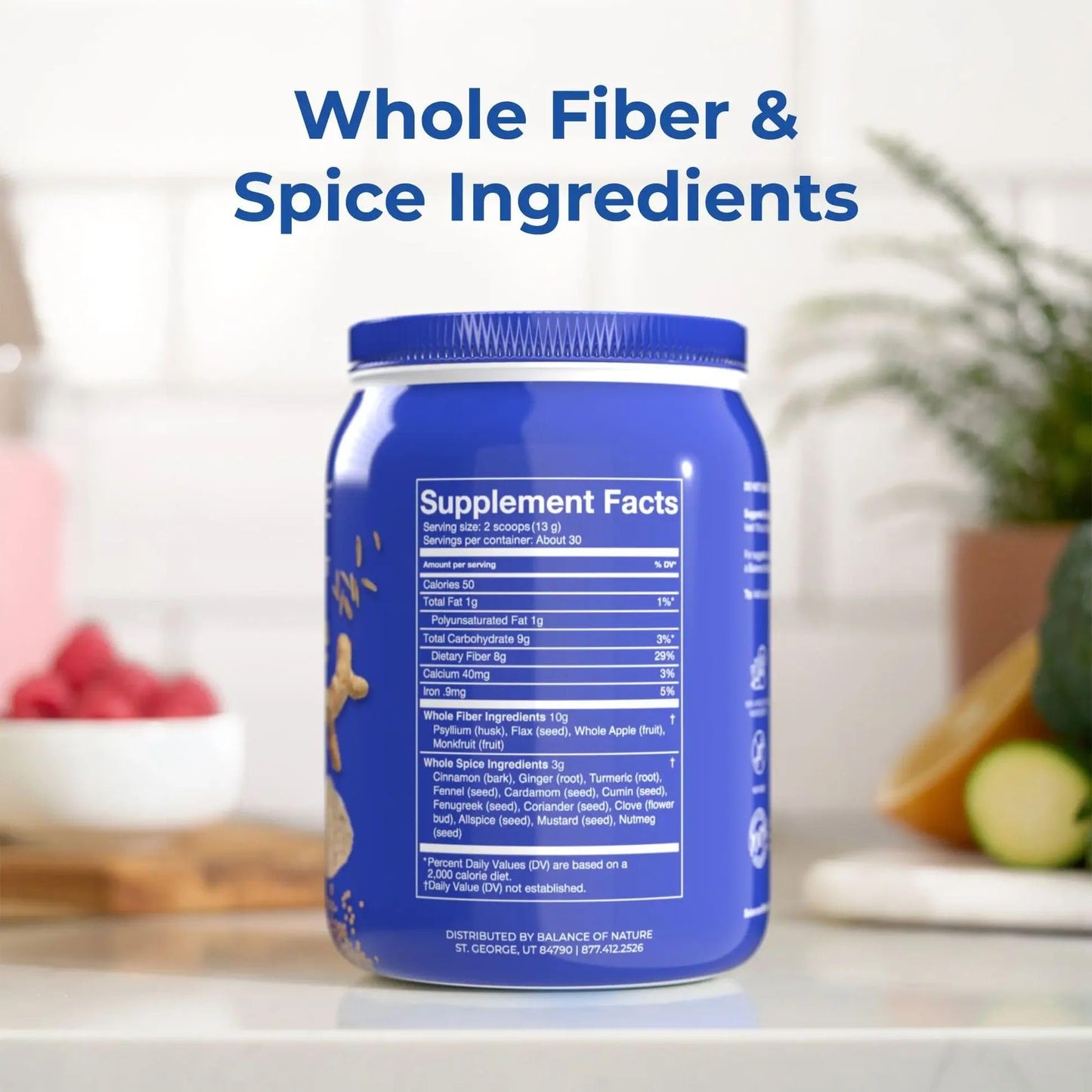 Balance of Nature Fiber & Spice, Psyllium, Flax & Turmeric Powder, 14 oz
