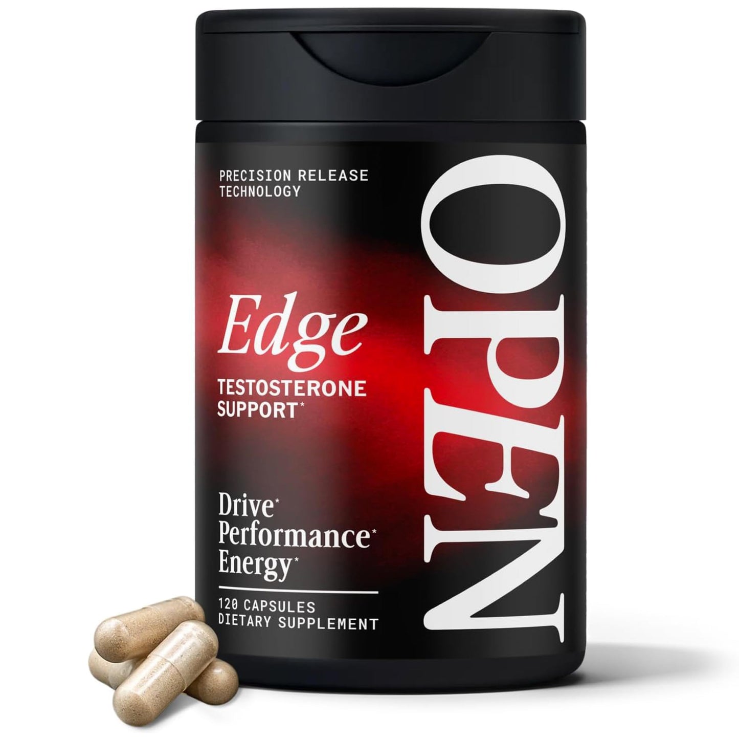 OPEN Essentials Testosterone Booster for Men - Drive, Energy & Muscle Support - 11-in-1 Formula, Tongkat Ali, KSM-66 Ashwagandha, Fenugreek, Boron, DIM - 120 Capsules