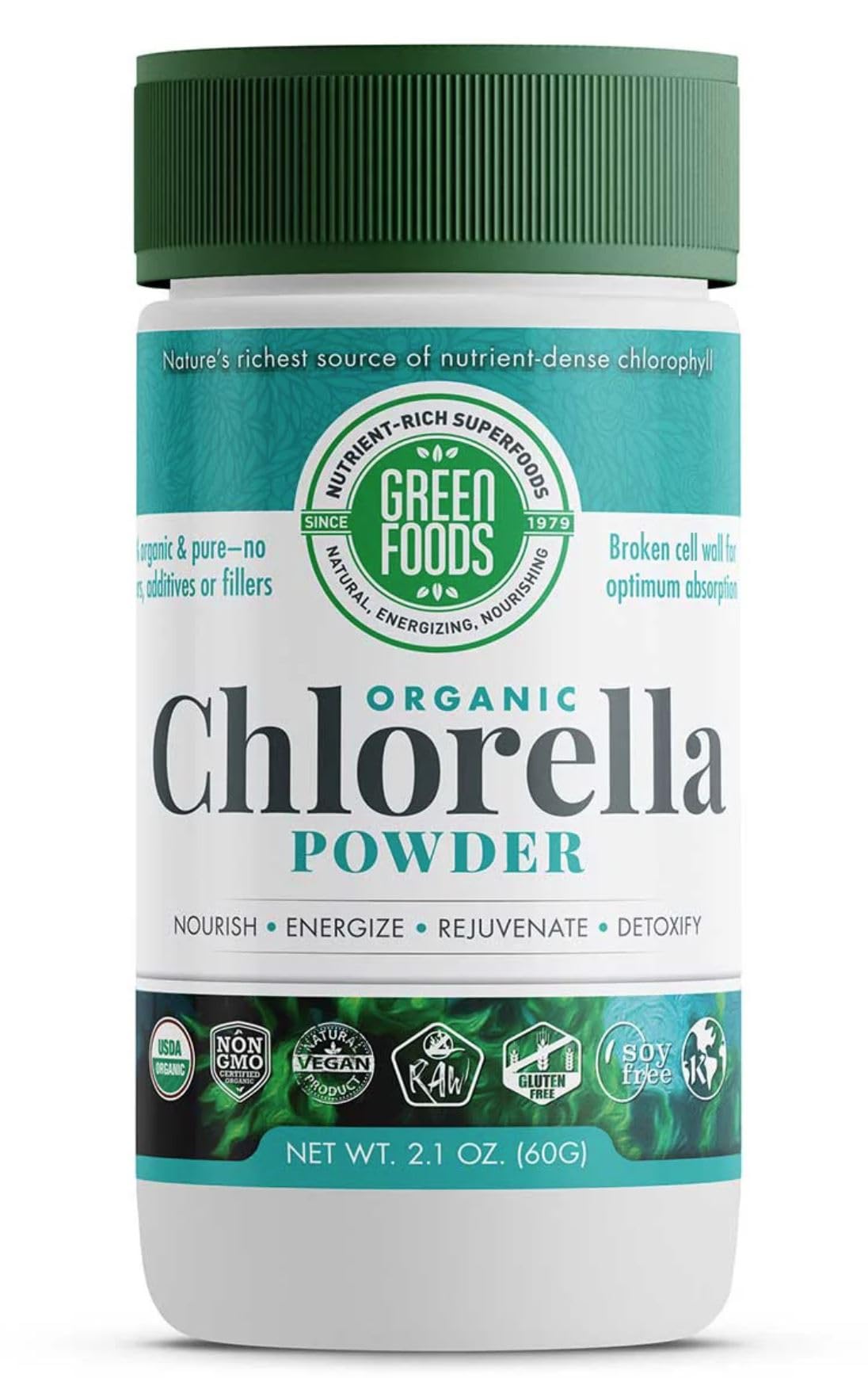 Green Foods Organic Chlorella Powder, 2 Pack, Vegan, Non-GMO