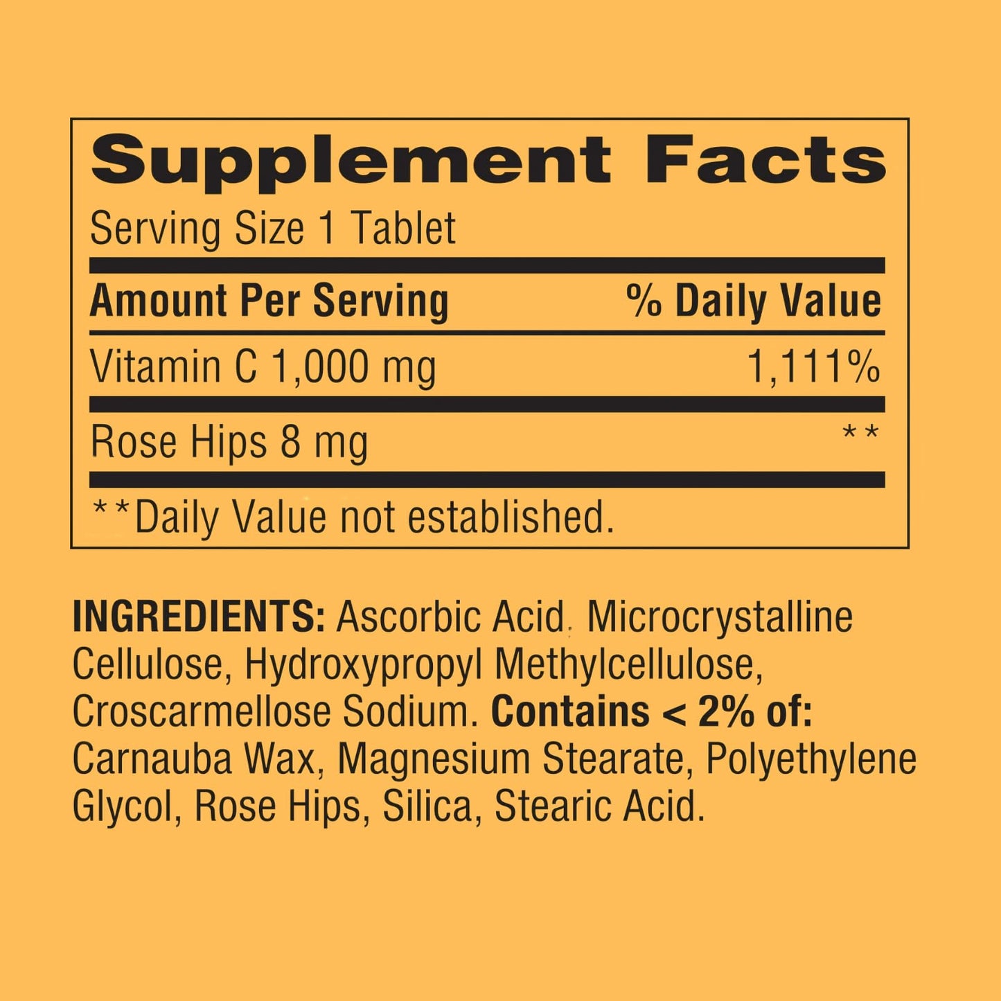 Generic Vitamin C 1000mg with Rose Hips Tablets, 500 Count