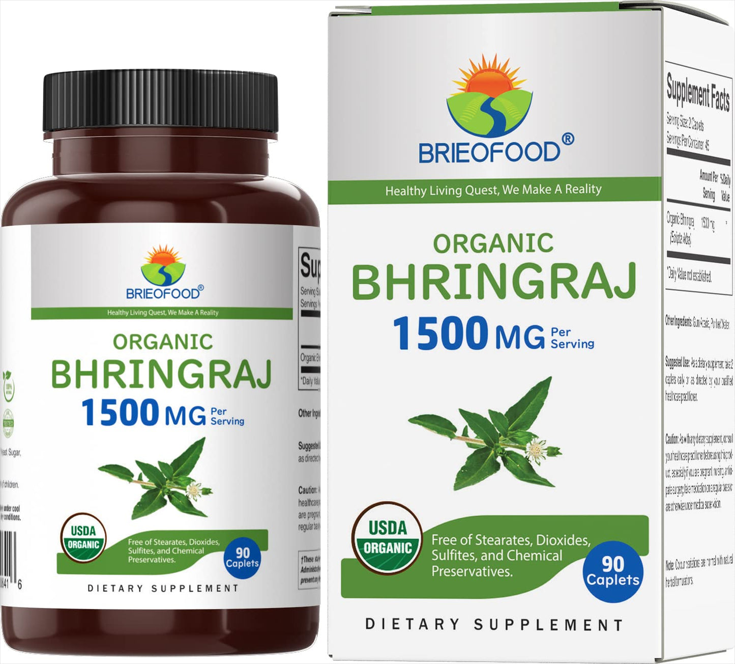 Brieofood Organic Bhringraj 1500mg 90 Tablets