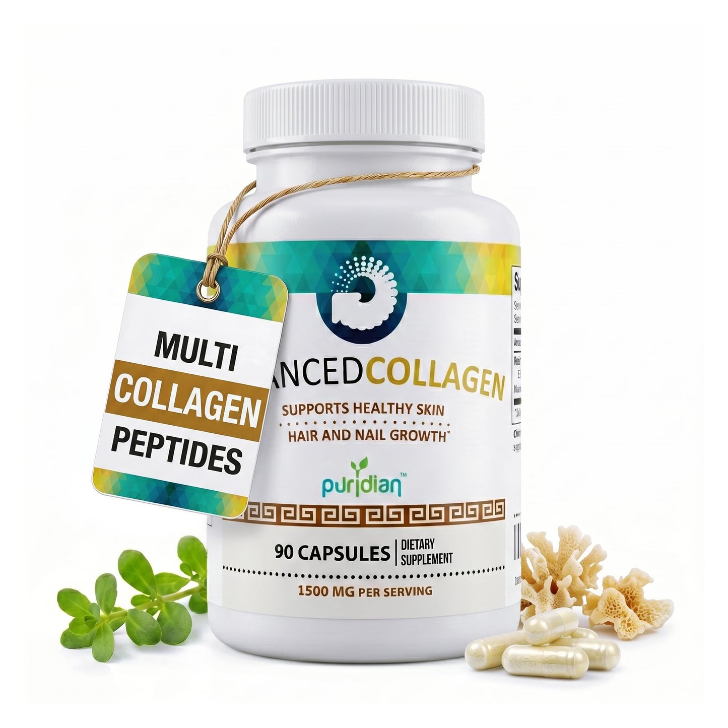 Puridian Collagen Peptides Capsules, 90 Count