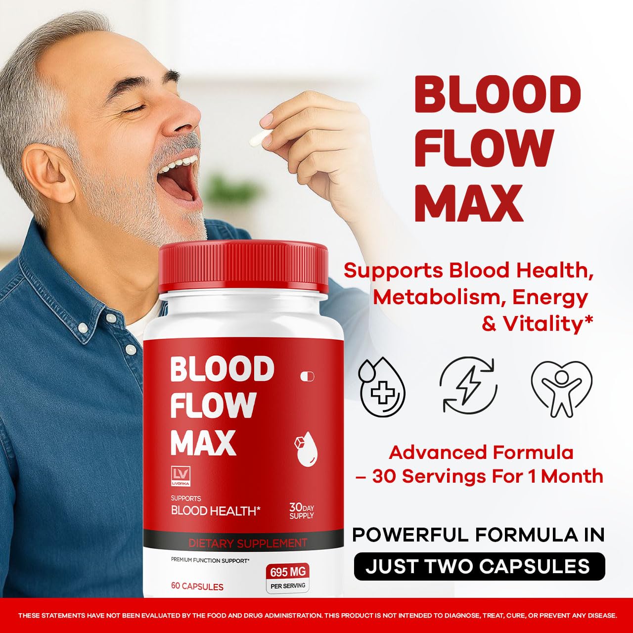 LIVORKA Blood Flow Max Capsules, 30 Count