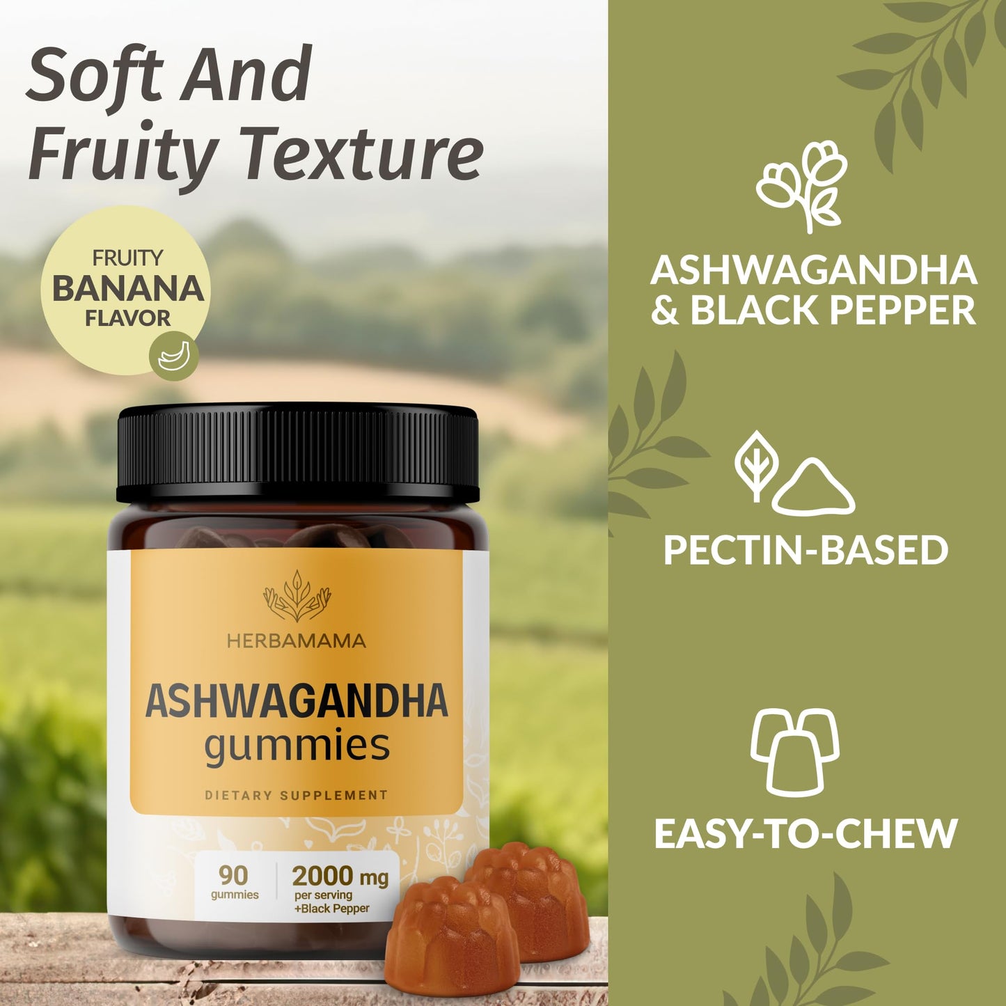 HERBAMAMA Ashwagandha Gummies 90 Count