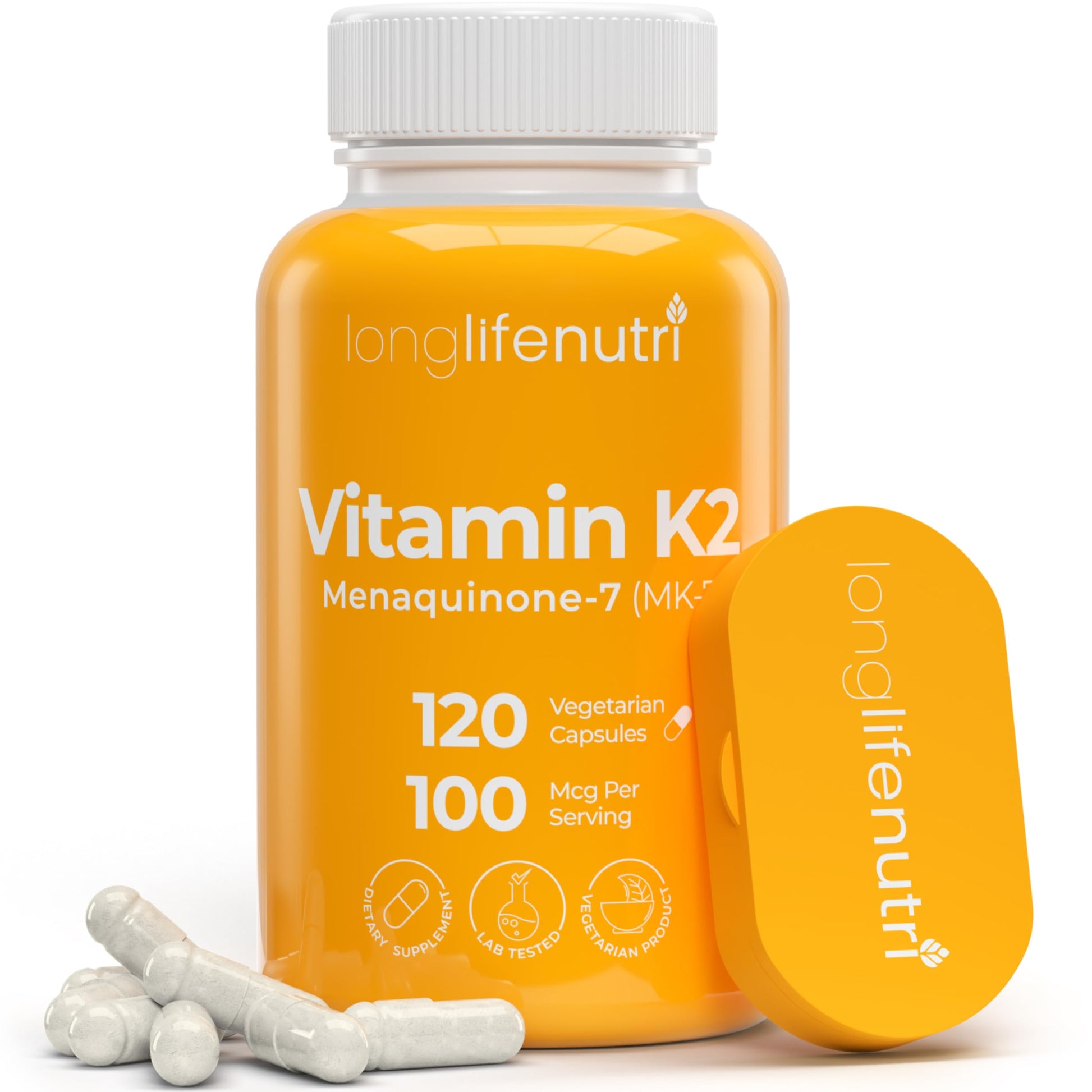 LongLifeNutri Vitamin K2 MK-7 100mcg Capsule, 120 Count