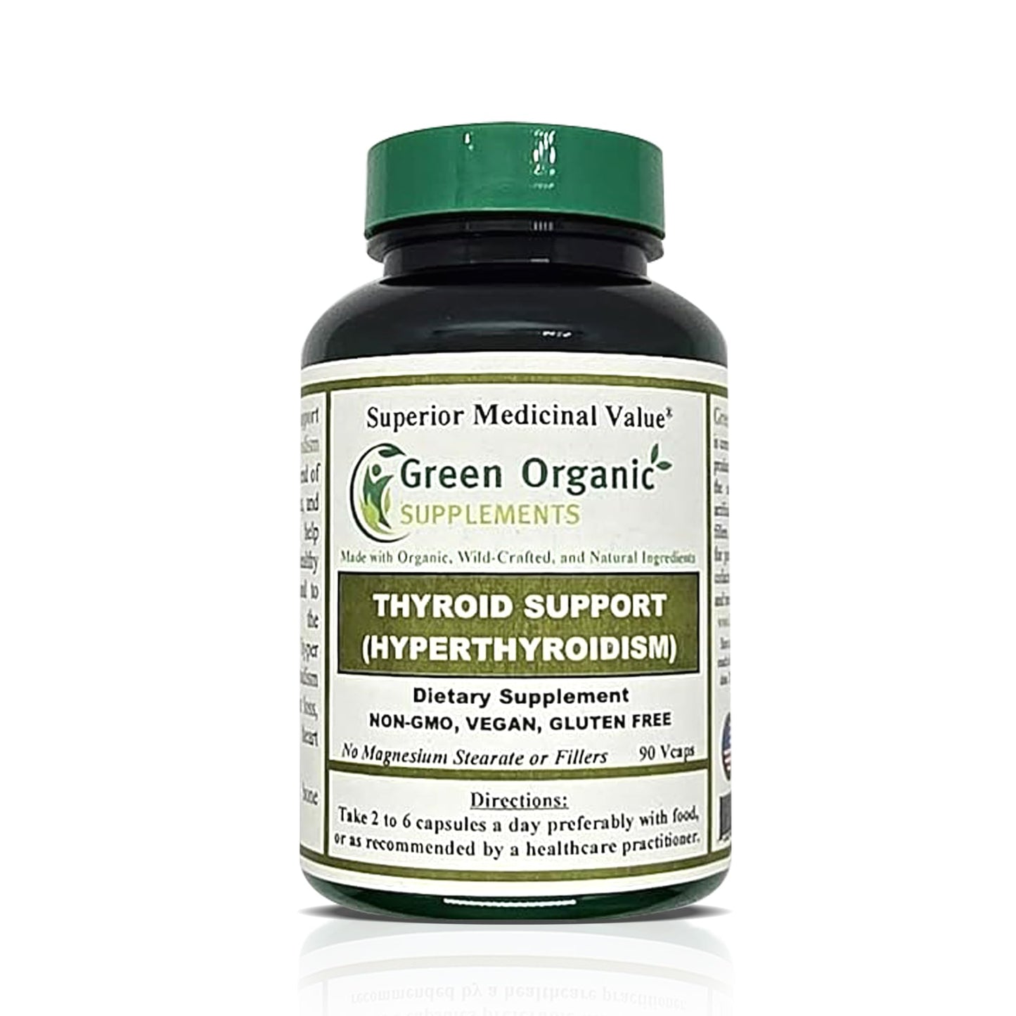 Green Organic Supplements Thyroid & Hyperthyroidism High Absorbable Non-GMO Gluten-Free 90 Capsules