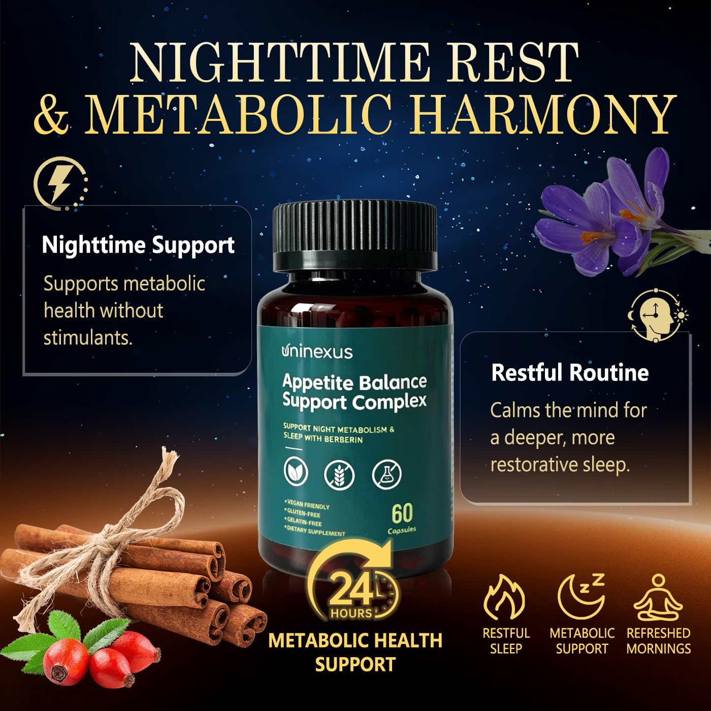 uninexus Nighttime Fat Burner & Sleep Aid for Women Men Capsule 60