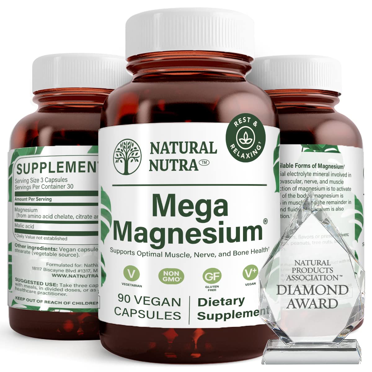 Natural Nutra Mega Magnesium 400mg Supplement Capsule, 90 Capsules