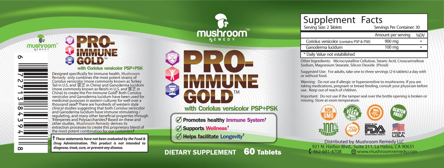 Mushroom Remedy PRO-Immune Gold 60 Tablets