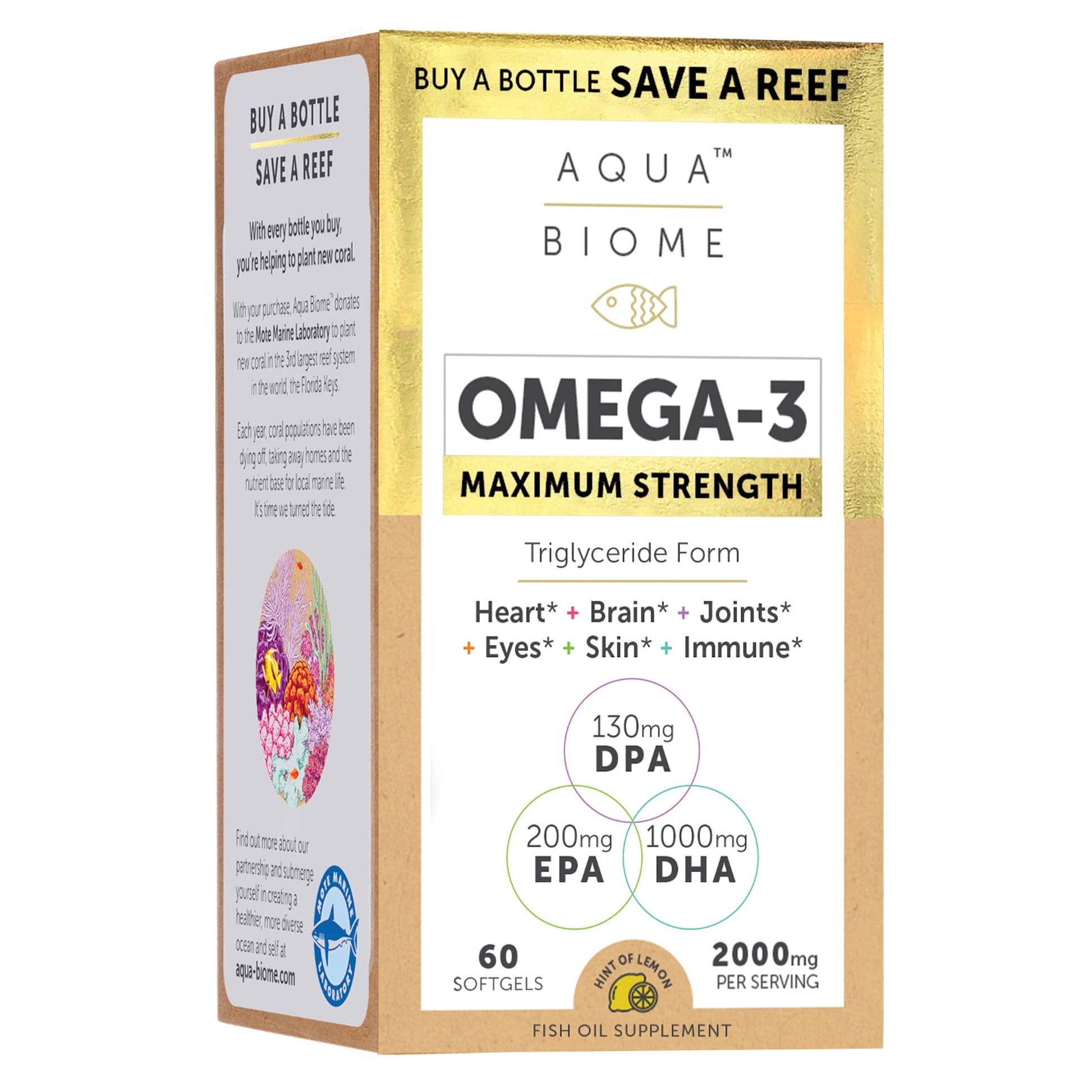 Enzymedica Aqua Biome Maximum Strength Omega-3 Fish Oil Softgels 60 Count