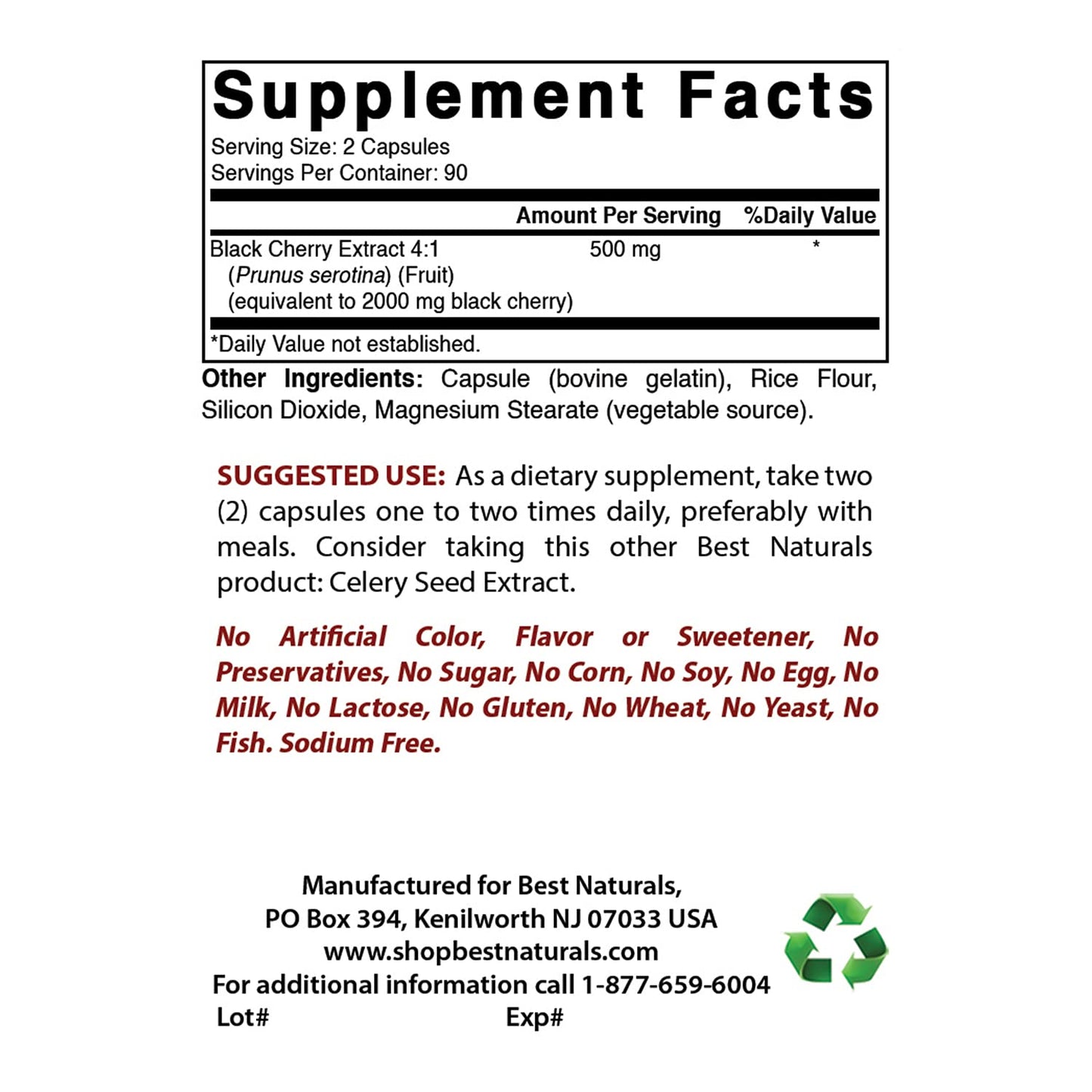 Best Naturals Black Cherry 1000mg & Turmeric Curcumin 1500mg/Serving with Bioperine Capsules, 2 Count
