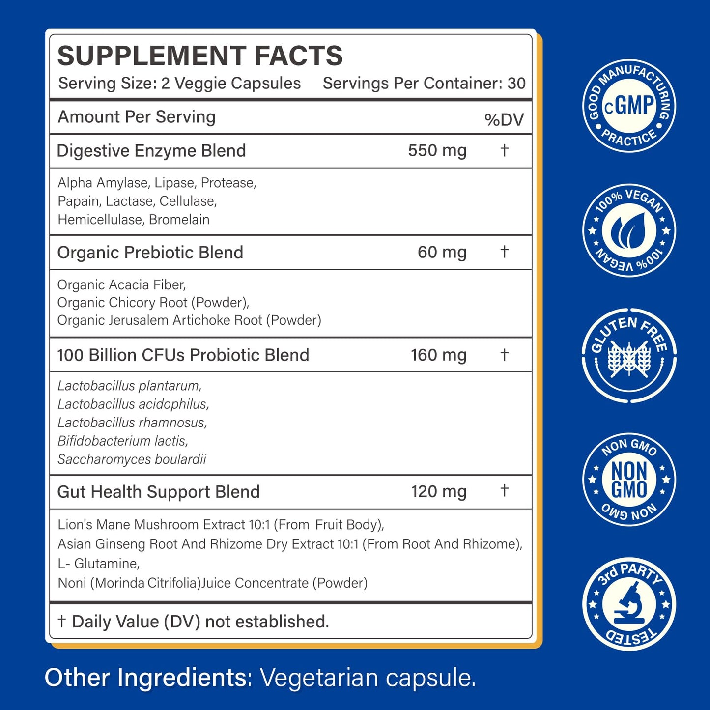 Proriginal Digestive Enzymes Supplement with 100 Billion CFU Organic Probiotic & Prebiotic - Multi-Enzyme Formula for Women & Men - Digestive & Gut Health - 120 Capsules