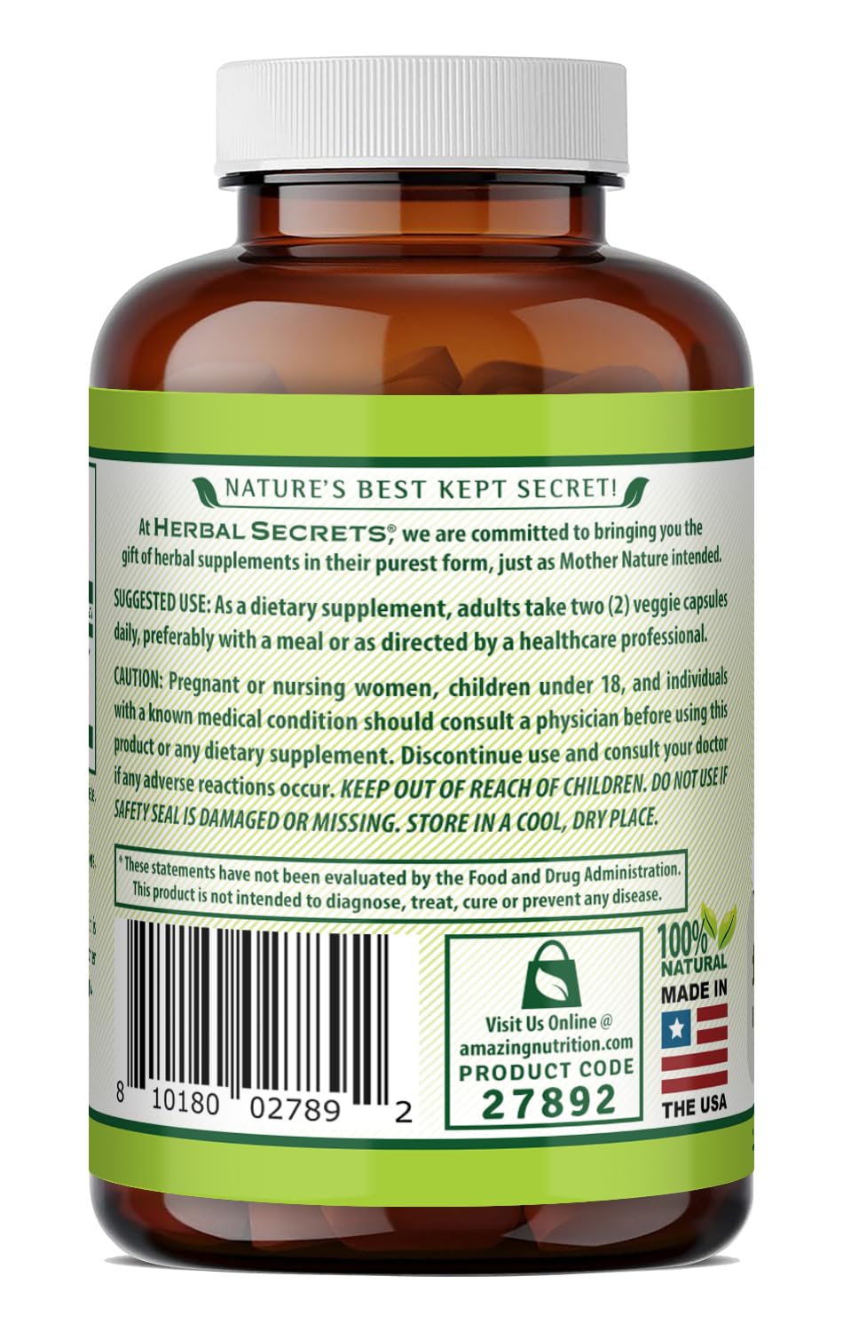 Herbal Secrets Holy Basil 1000 Mg Per Serving Supplement Capsules, 360 Count