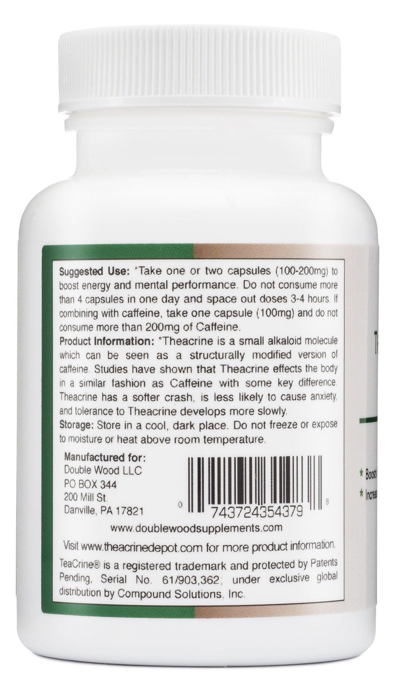Double Wood Supplements Theacrine (Teacrine) 100 mg Capsule, 60 Count