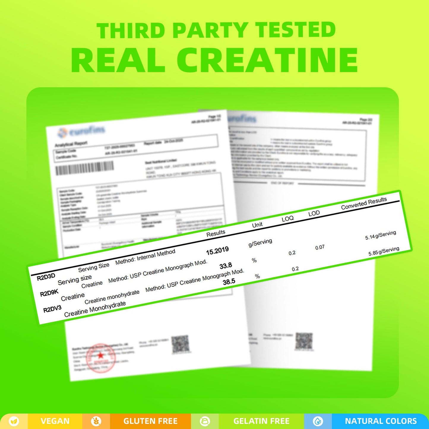 ON GREENVITA NUTRITION Creatine Monohydrate Gummies 135 Gummies